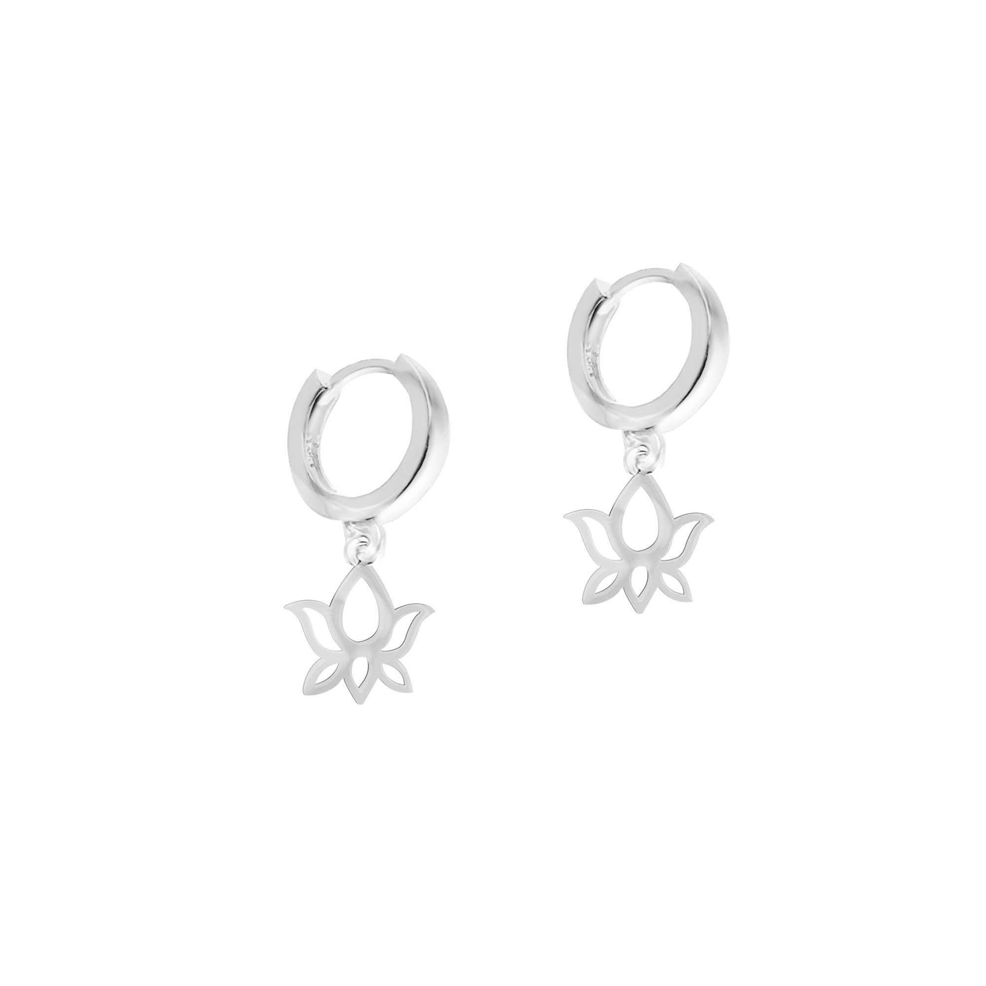 Gümüş Lotus Sade Küpe SSLOTUS01