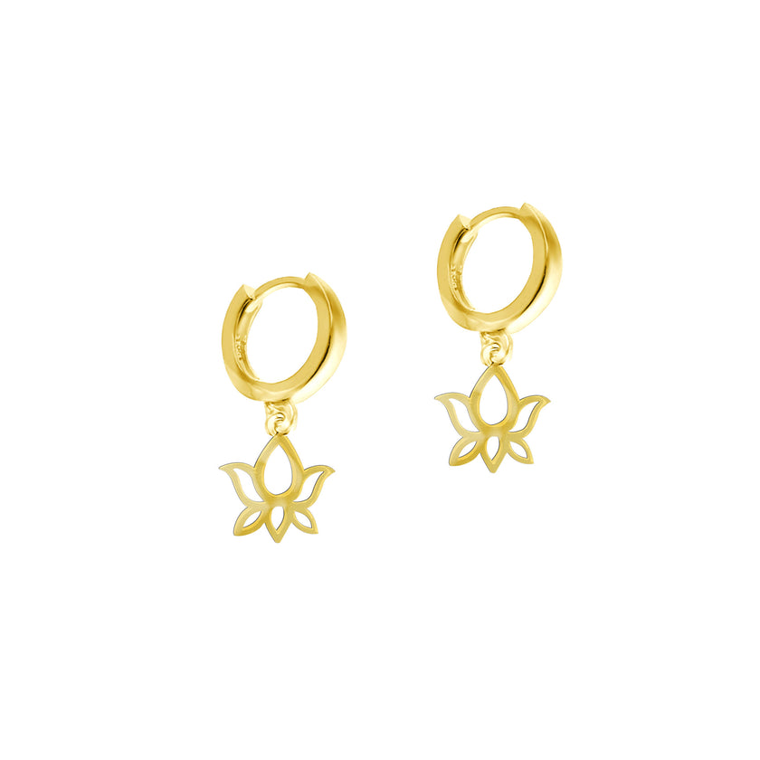 Gümüş Lotus Sade Küpe SSLOTUS01