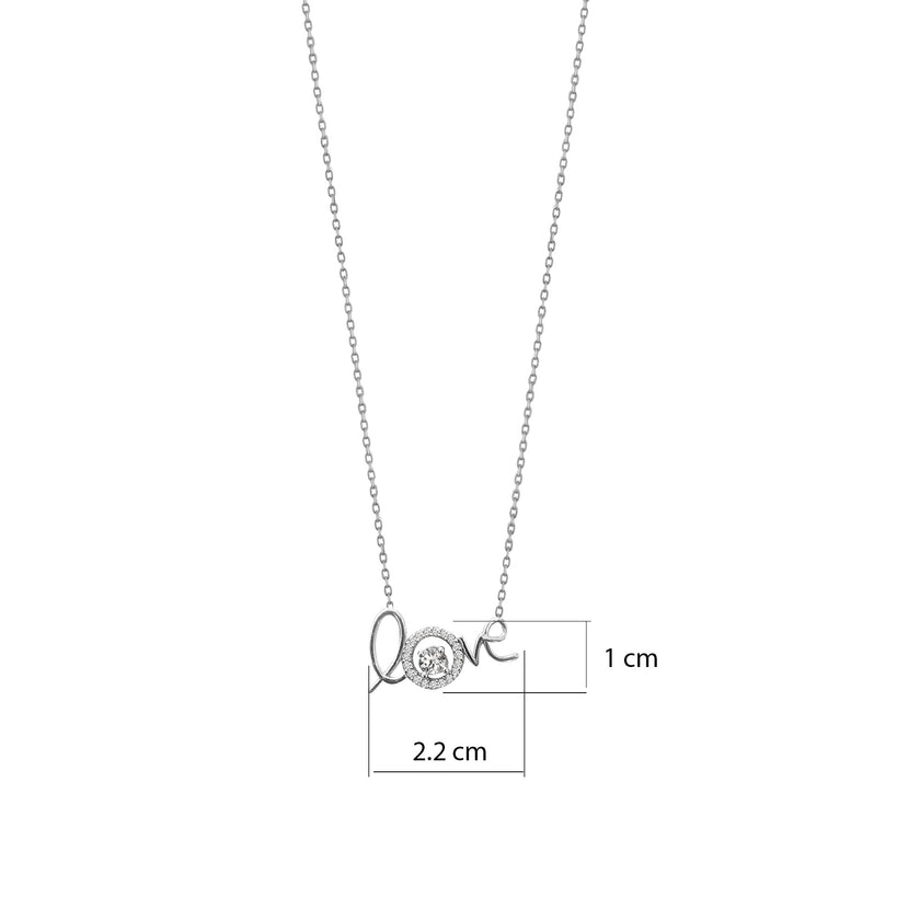 Love İmza Aşk Yazısı Gümüş Taşlı Kolye 925 Ayar SSLOVE01