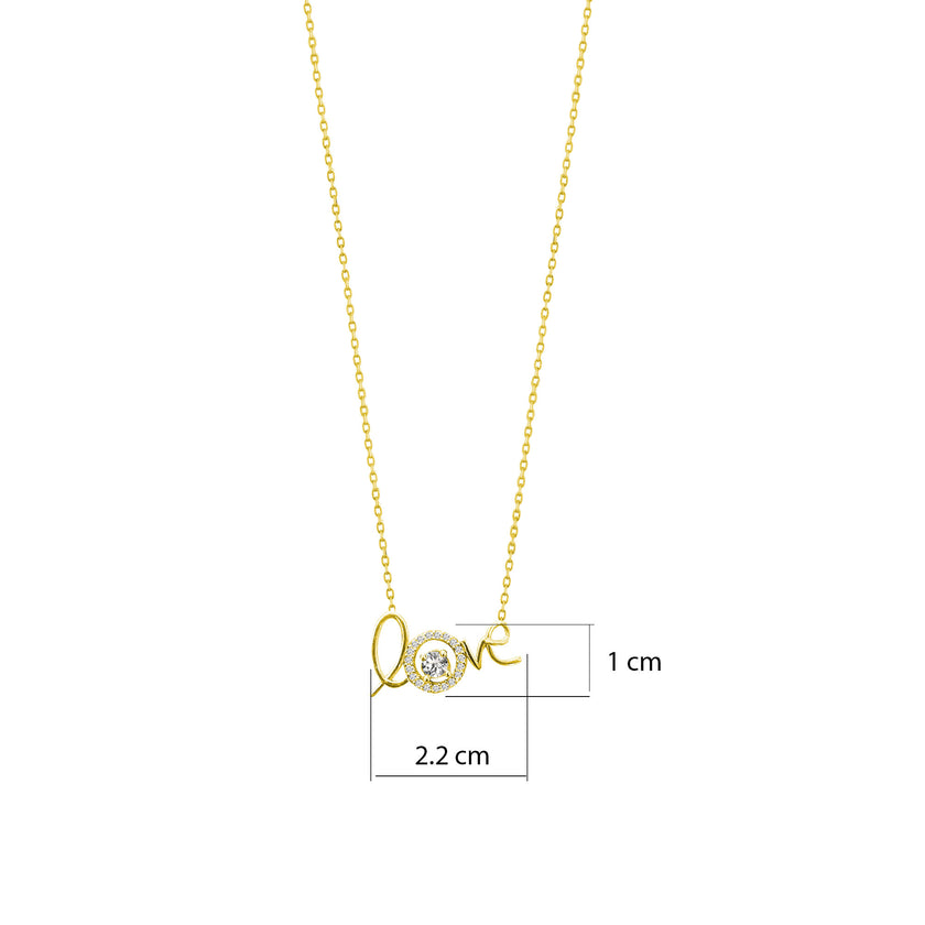 Love İmza Aşk Yazısı Gümüş Taşlı Kolye 925 Ayar SSLOVE01