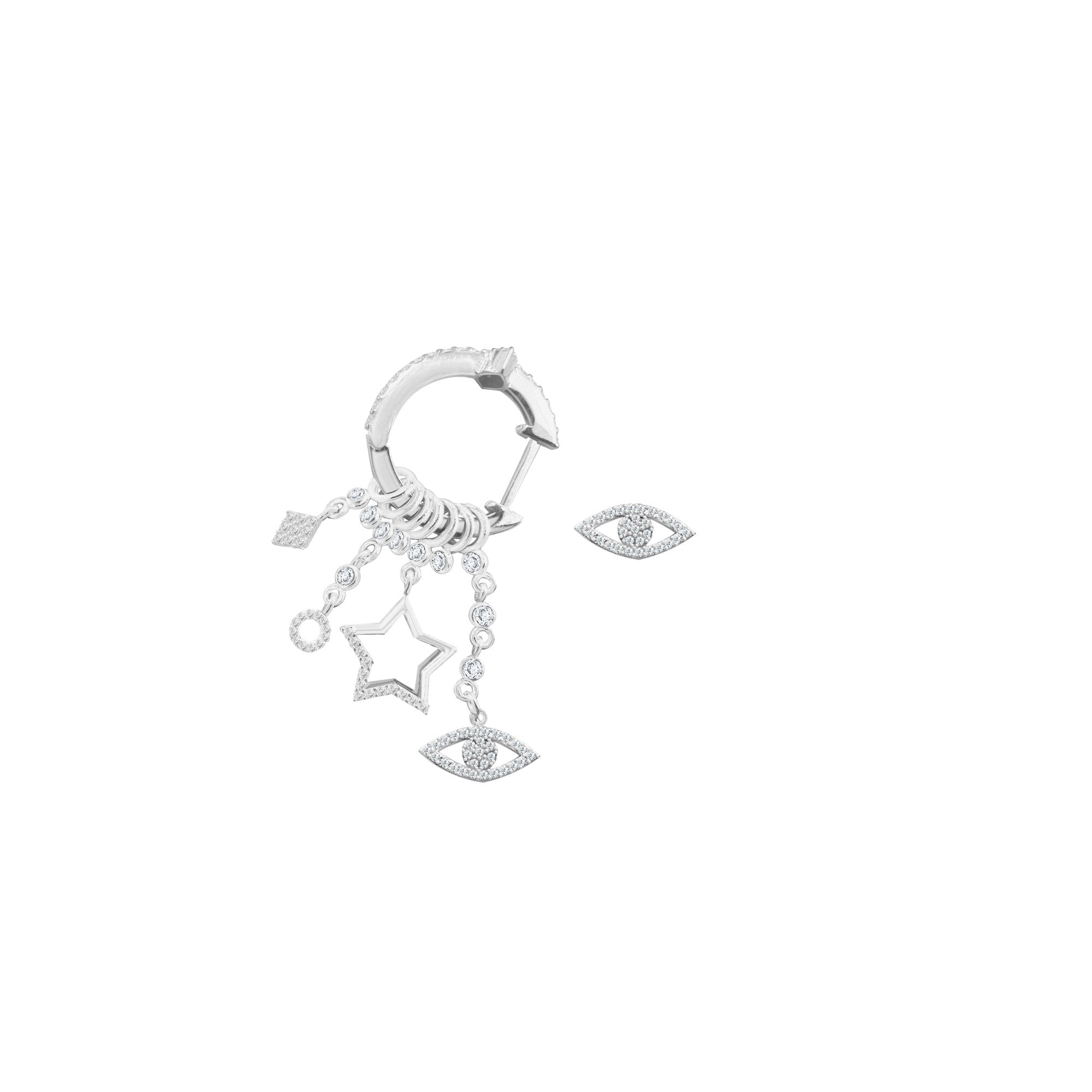 Çeşitli Figür Göz Sallantılı 925 ayar Gümüş Küpe SSMULTI12