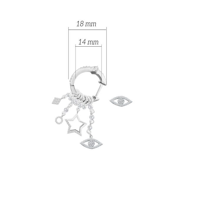 Çeşitli Figür Göz Sallantılı 925 ayar Gümüş Küpe SSMULTI12