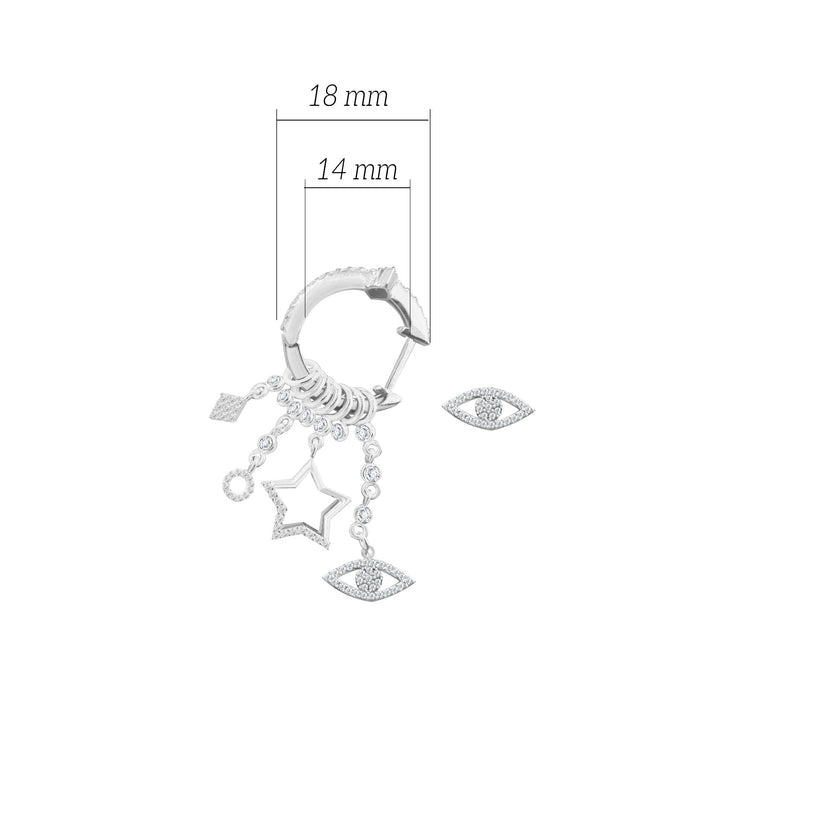 Çeşitli Figür Göz Sallantılı 925 ayar Gümüş Küpe SSMULTI12