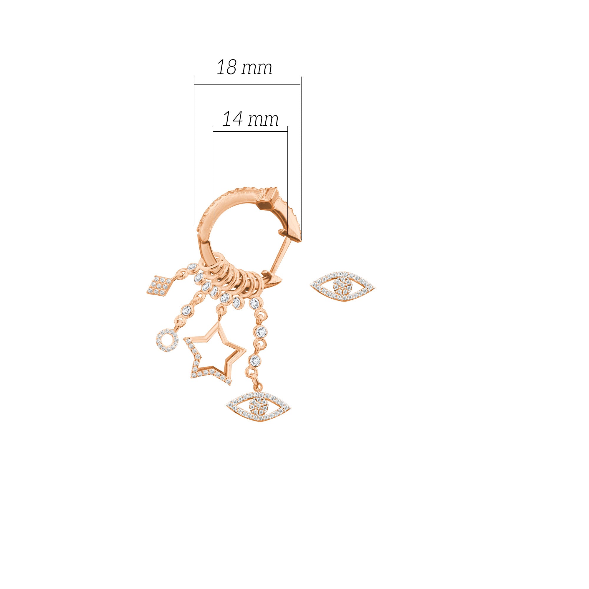 Çeşitli Figür Göz Sallantılı 925 ayar Gümüş Küpe SSMULTI12