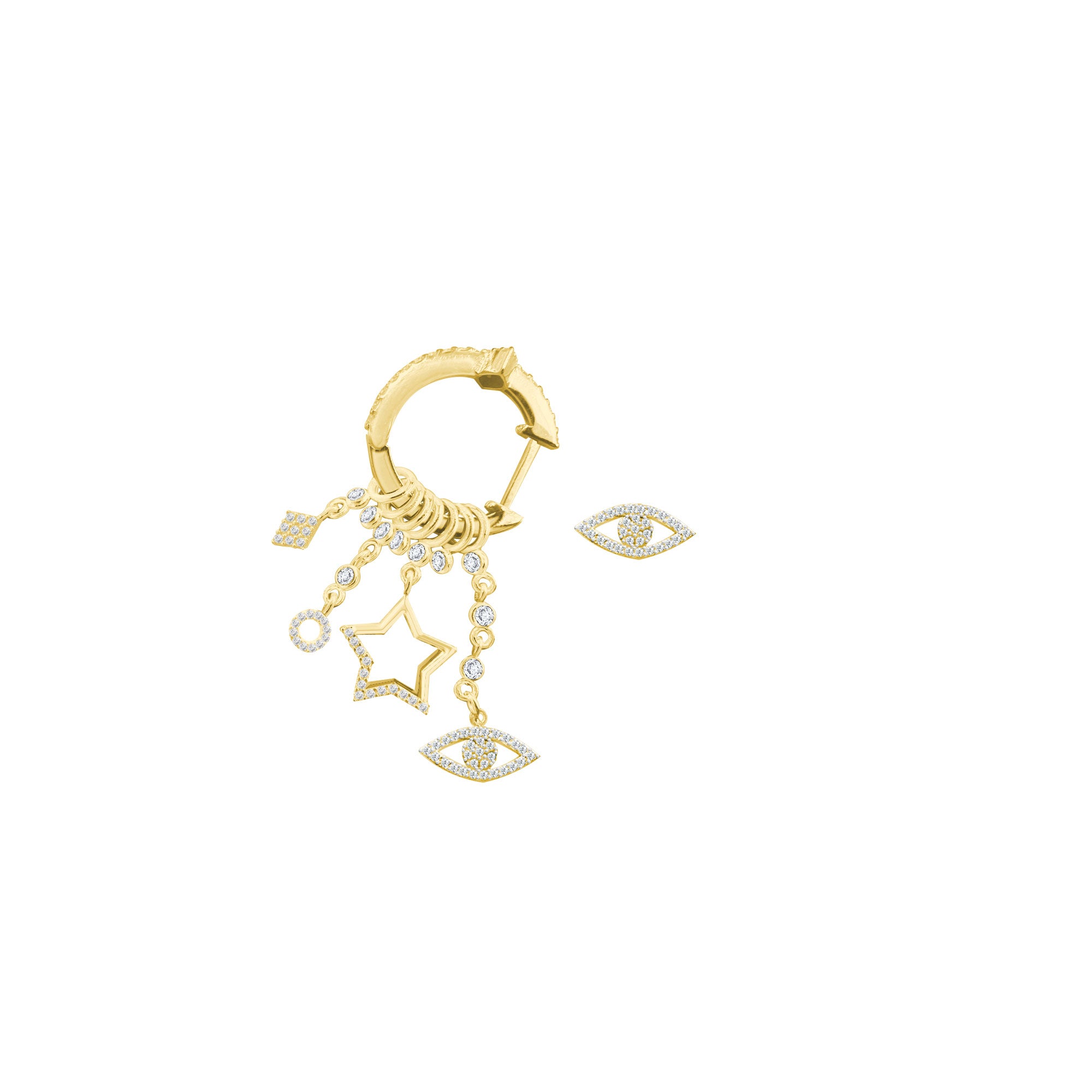 Çeşitli Figür Göz Sallantılı 925 ayar Gümüş Küpe SSMULTI12