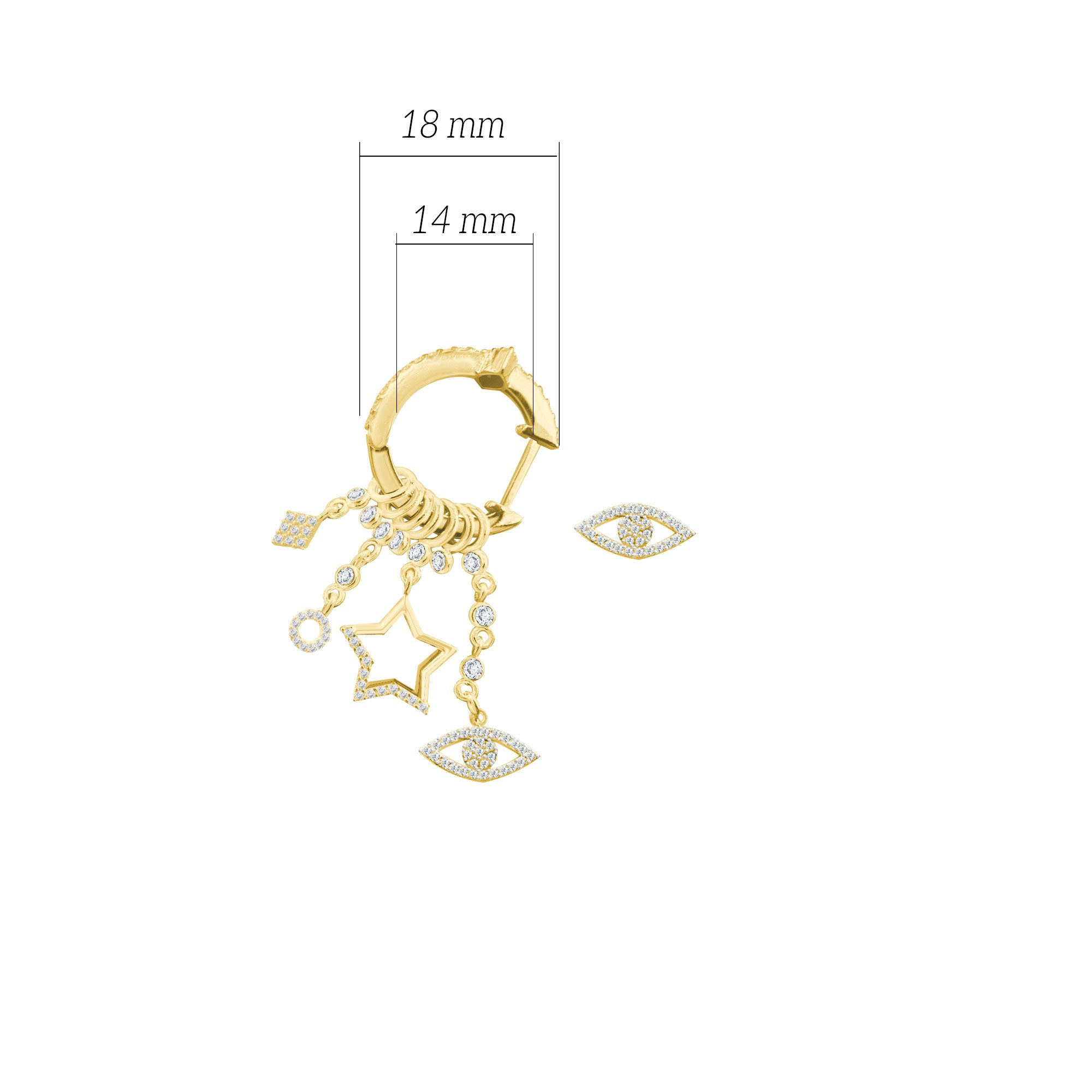 Çeşitli Figür Göz Sallantılı 925 ayar Gümüş Küpe SSMULTI12