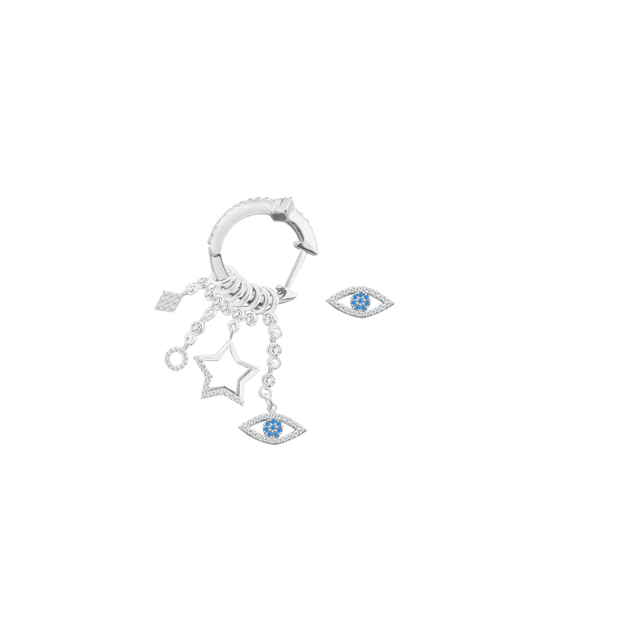 Çeşitli Figür Göz Sallantılı 925 ayar Gümüş Küpe SSMULTI13