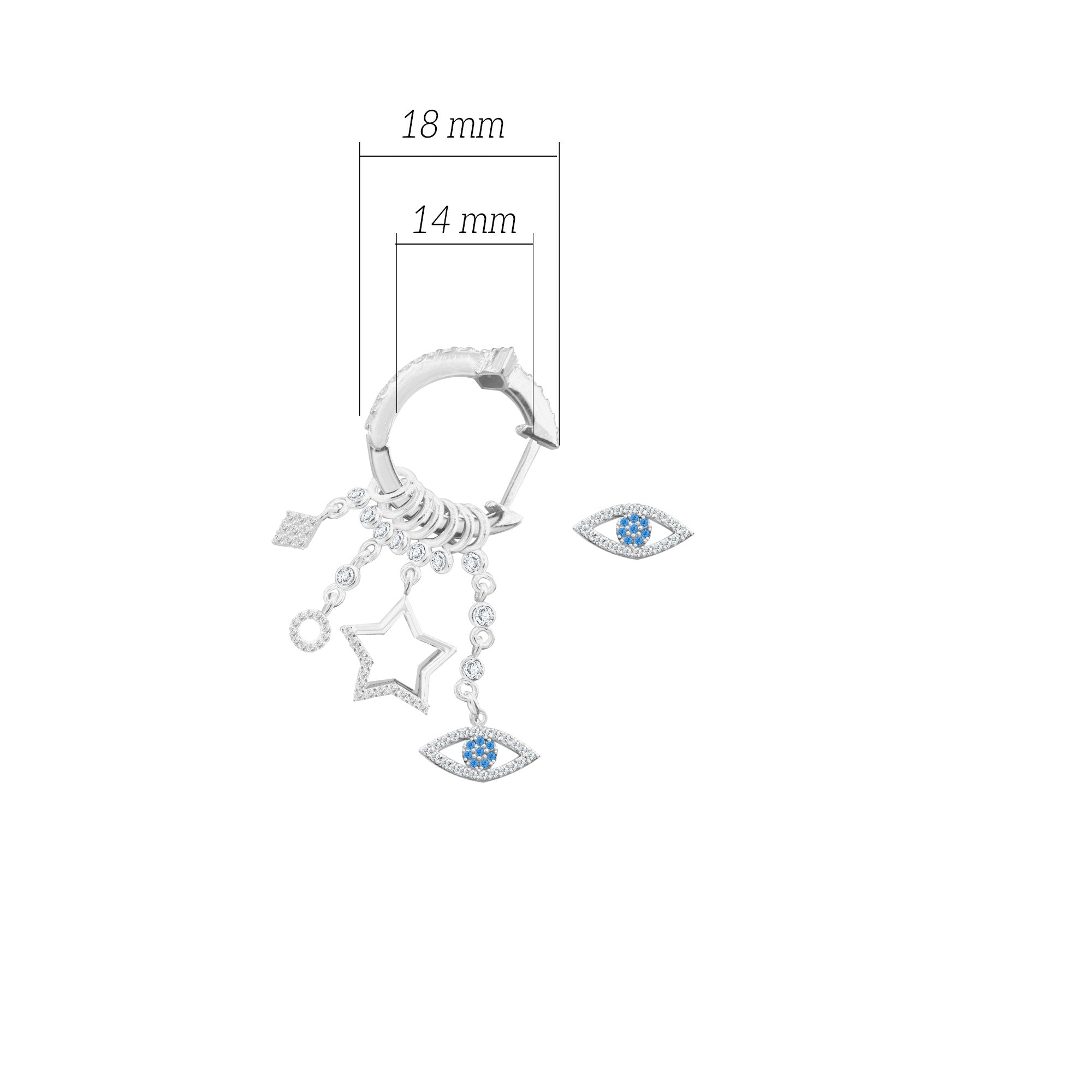 Çeşitli Figür Göz Sallantılı 925 ayar Gümüş Küpe SSMULTI13