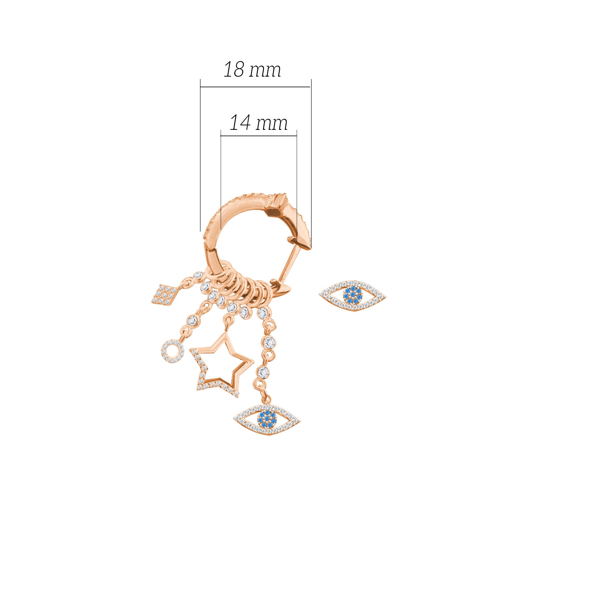 Çeşitli Figür Göz Sallantılı 925 ayar Gümüş Küpe SSMULTI13