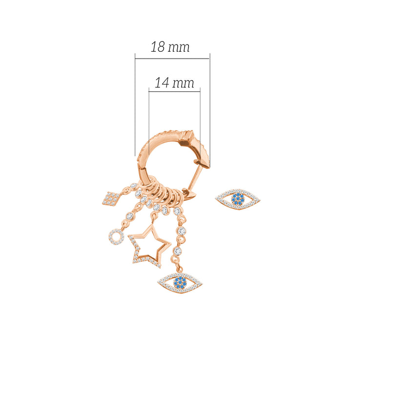 Çeşitli Figür Göz Sallantılı 925 ayar Gümüş Küpe SSMULTI13