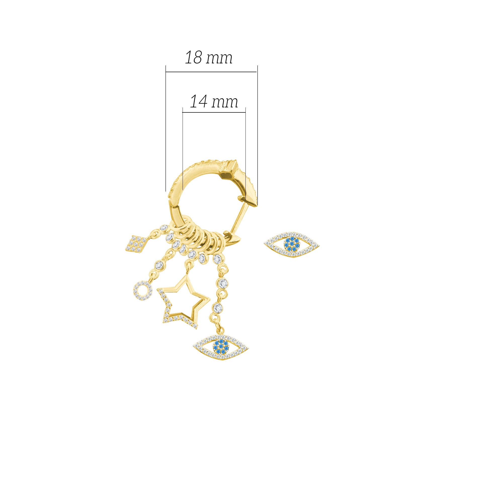 Çeşitli Figür Göz Sallantılı 925 ayar Gümüş Küpe SSMULTI13