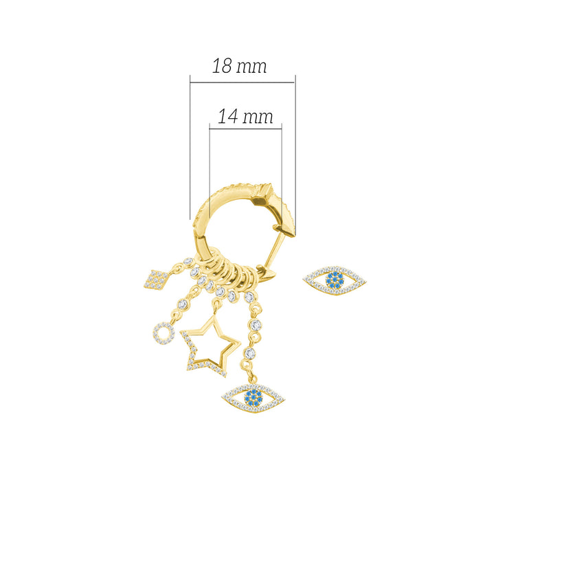 Çeşitli Figür Göz Sallantılı 925 ayar Gümüş Küpe SSMULTI13