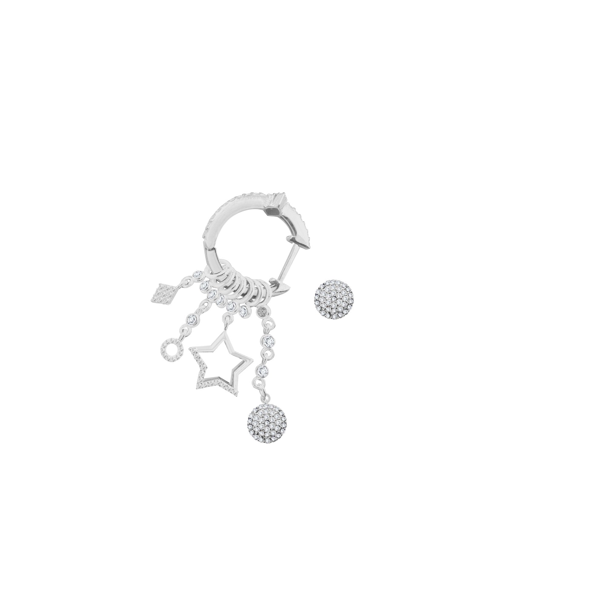 Çeşitli Figür Yuvarlak Sallantılı 925 ayar Gümüş Küpe SSMULTI14