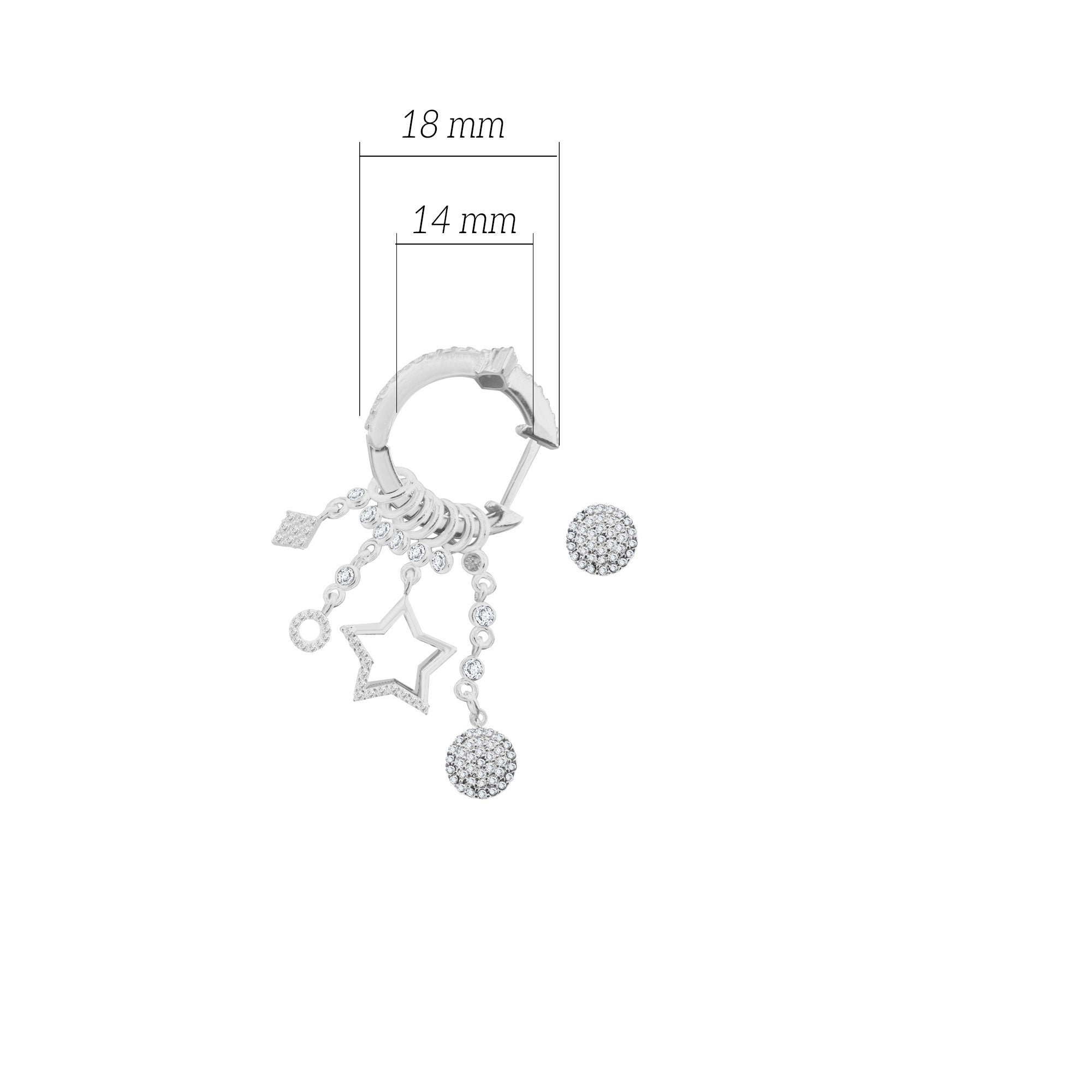 Çeşitli Figür Yuvarlak Sallantılı 925 ayar Gümüş Küpe SSMULTI14