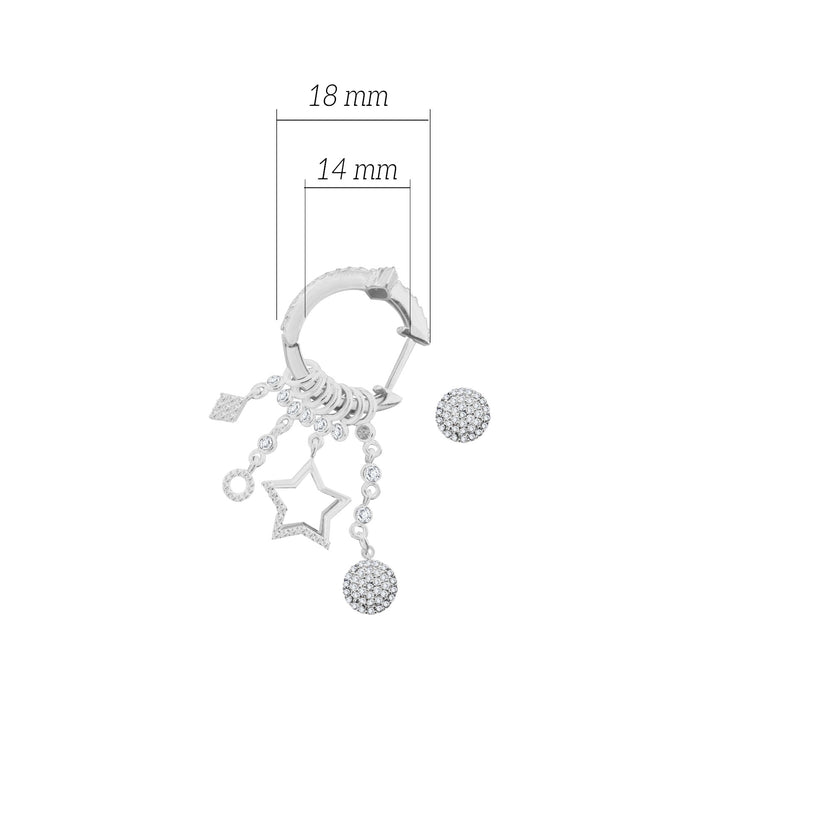 Çeşitli Figür Yuvarlak Sallantılı 925 ayar Gümüş Küpe SSMULTI14