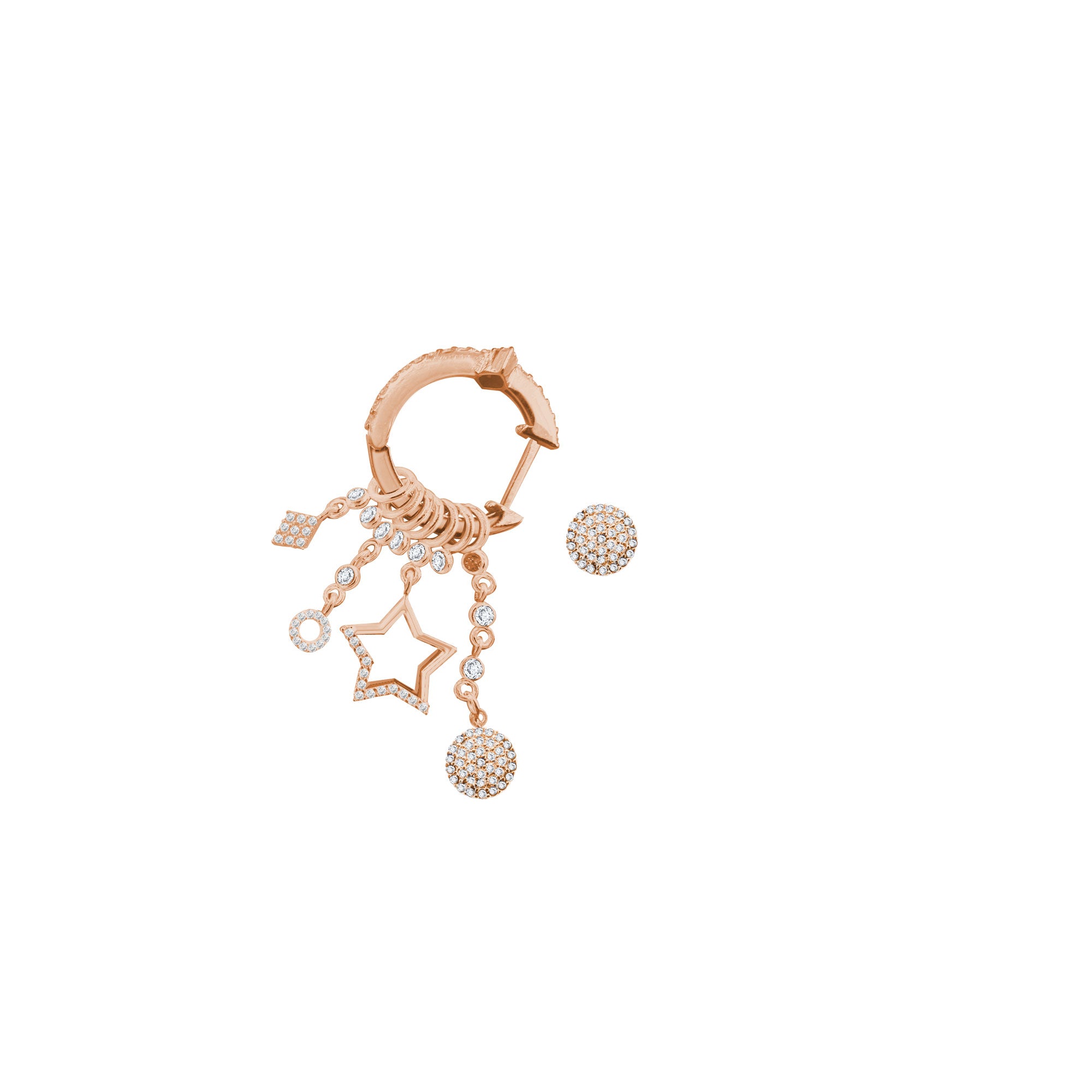 Çeşitli Figür Yuvarlak Sallantılı 925 ayar Gümüş Küpe SSMULTI14