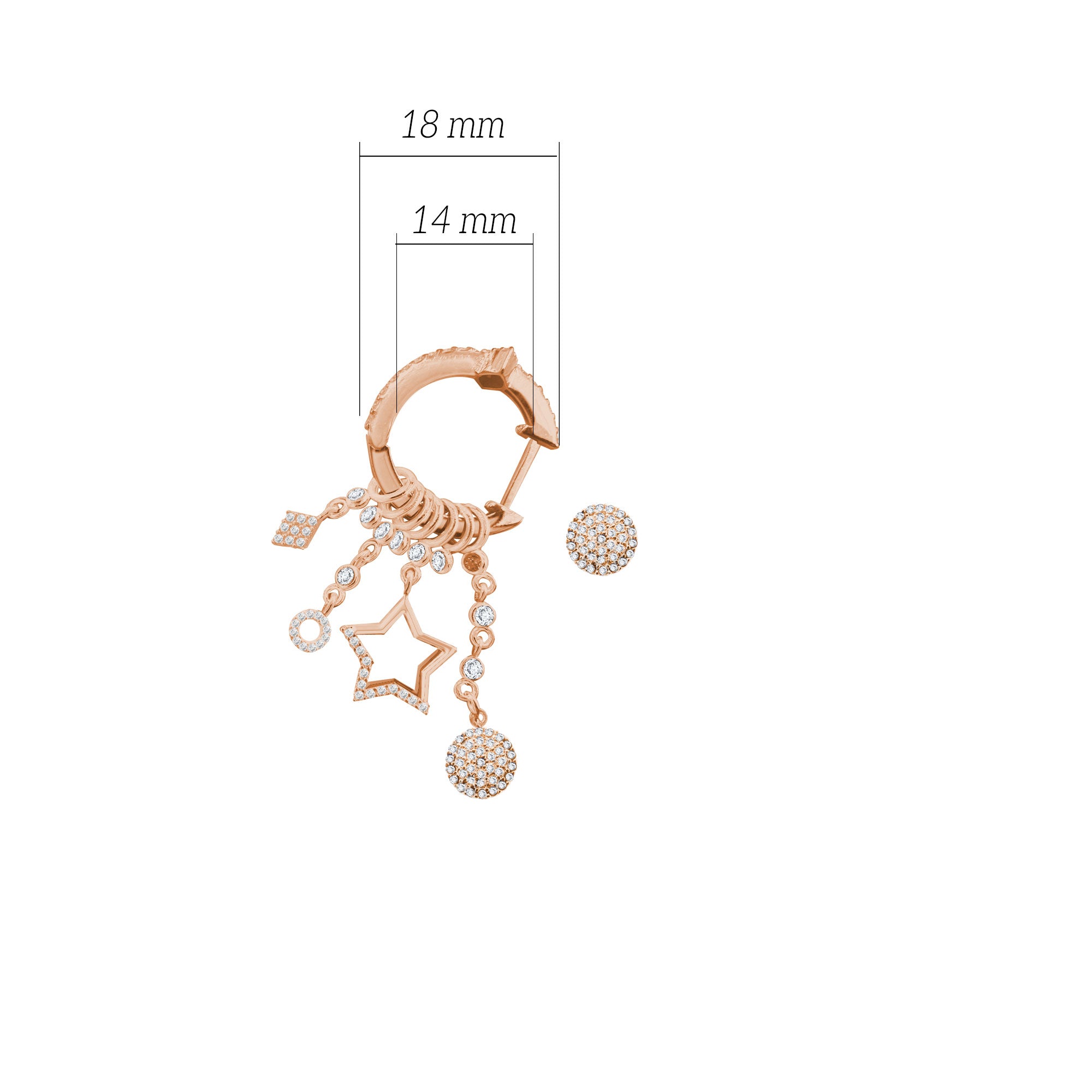 Çeşitli Figür Yuvarlak Sallantılı 925 ayar Gümüş Küpe SSMULTI14