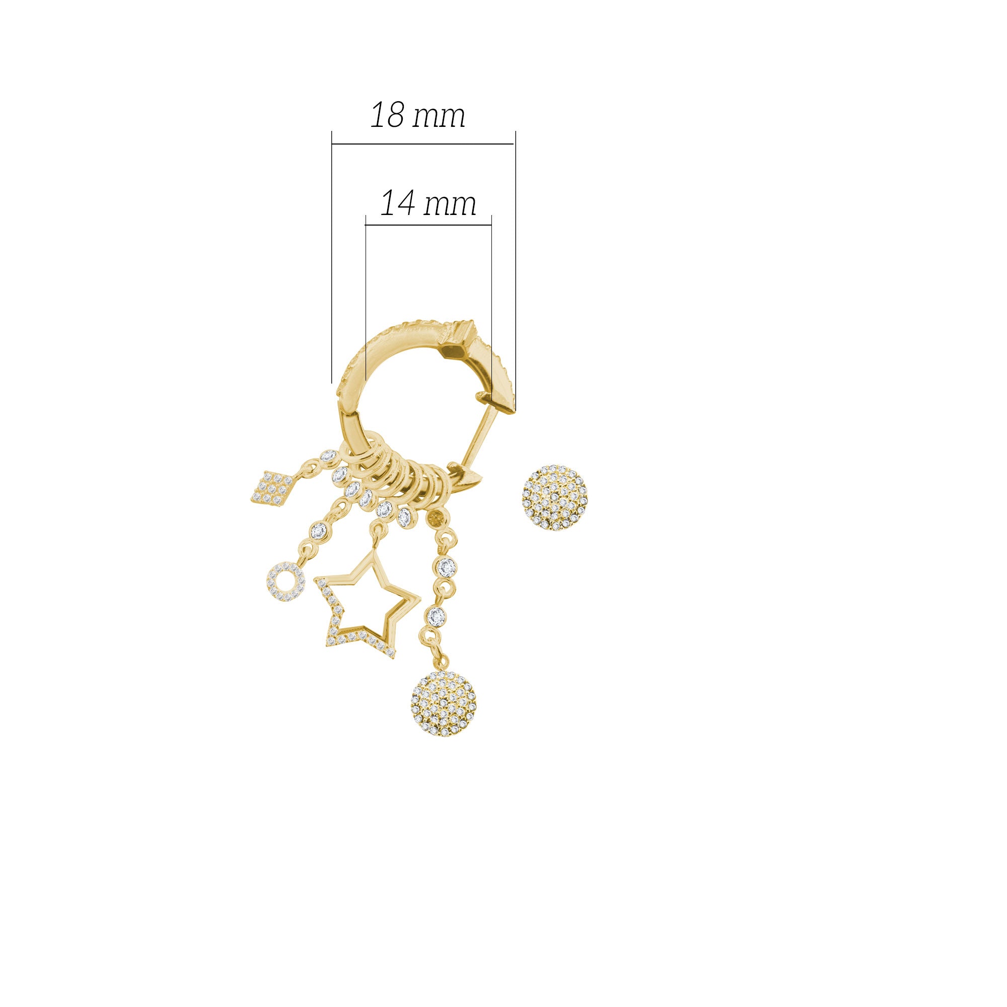 Çeşitli Figür Yuvarlak Sallantılı 925 ayar Gümüş Küpe SSMULTI14