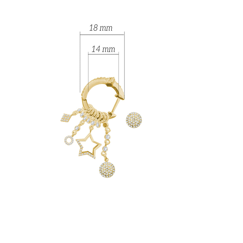 Çeşitli Figür Yuvarlak Sallantılı 925 ayar Gümüş Küpe SSMULTI14