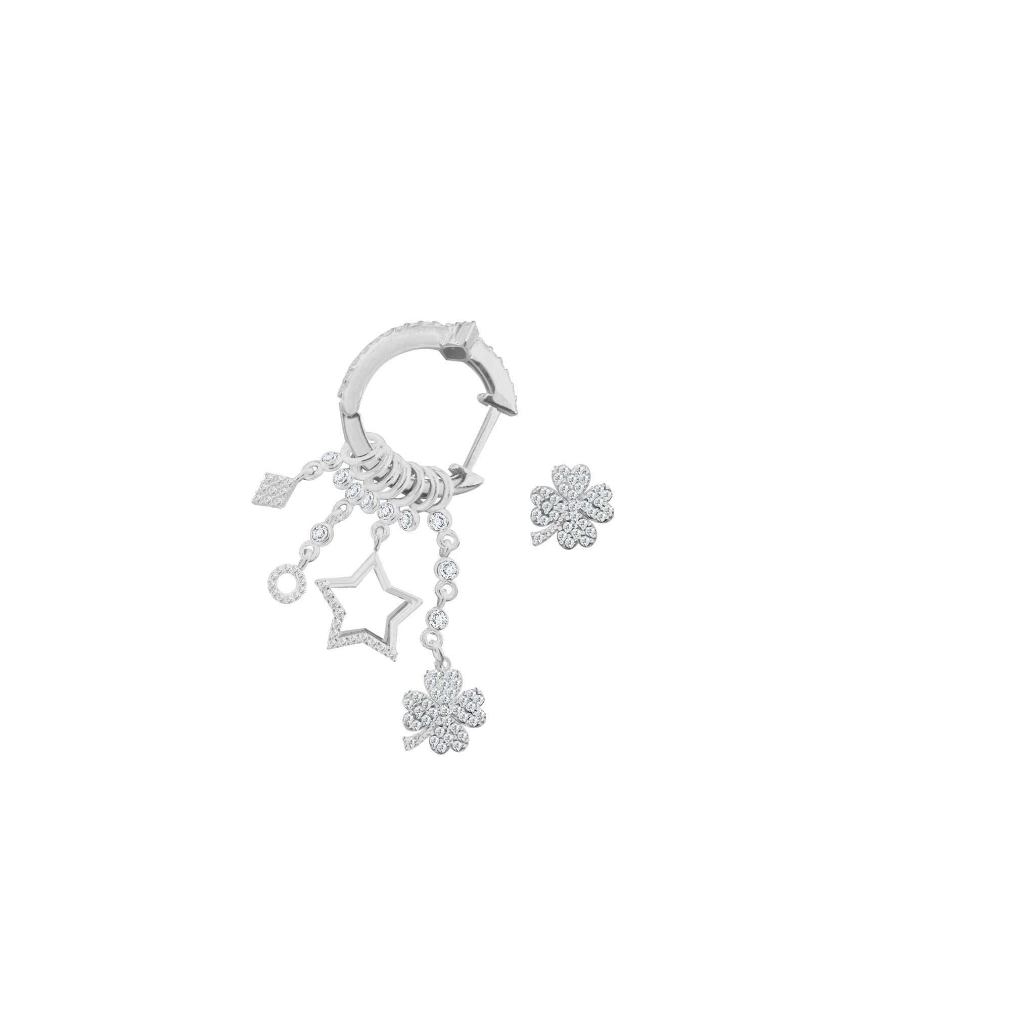 Çeşitli Figür Yonca Sallantılı 925 ayar Gümüş Küpe SSMULTI15