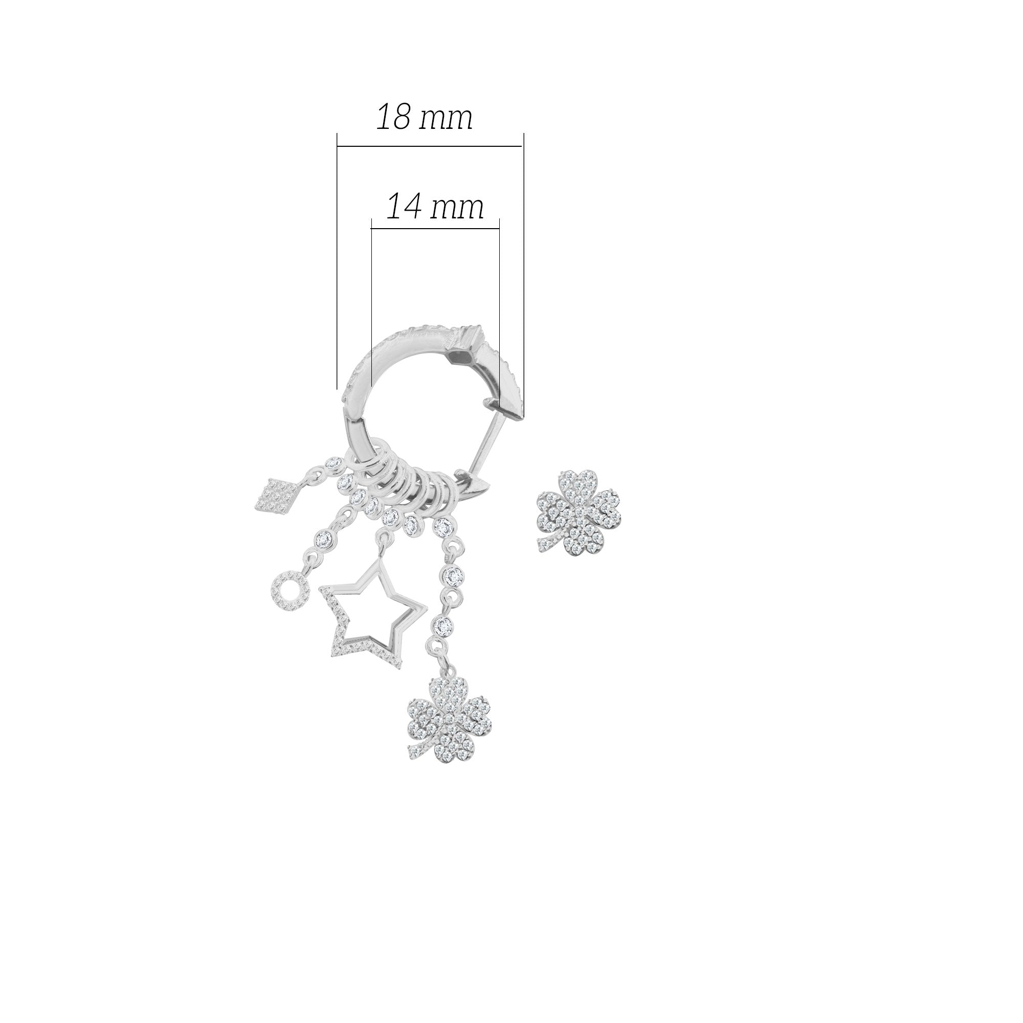 Çeşitli Figür Yonca Sallantılı 925 ayar Gümüş Küpe SSMULTI15