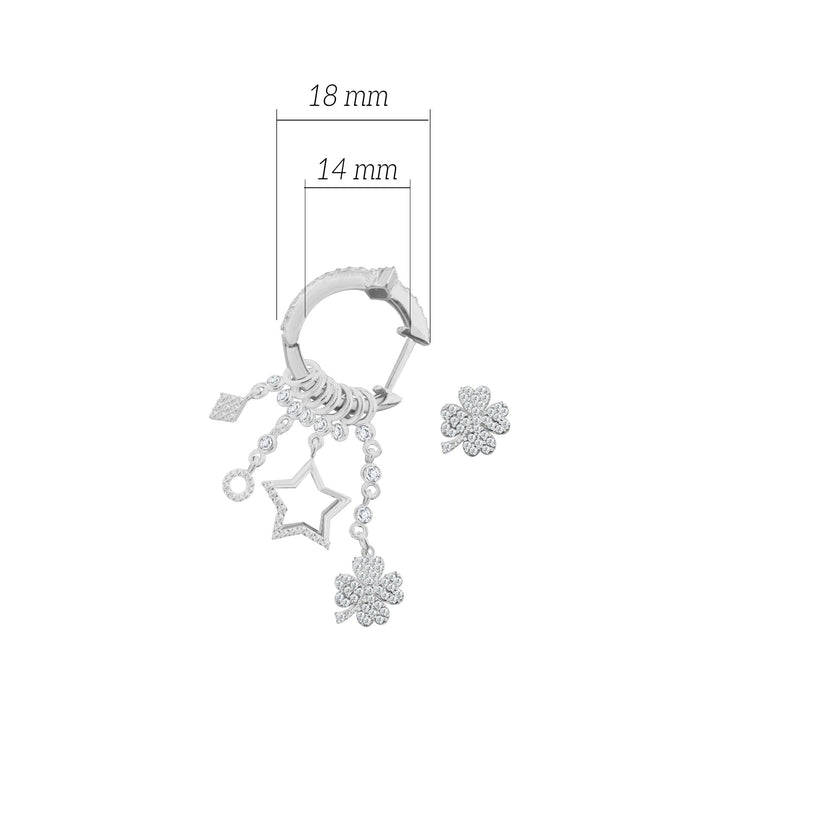 Çeşitli Figür Yonca Sallantılı 925 ayar Gümüş Küpe SSMULTI15