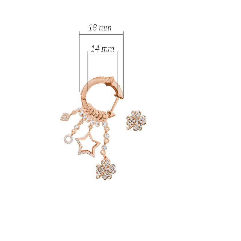 Çeşitli Figür Yonca Sallantılı 925 ayar Gümüş Küpe SSMULTI15