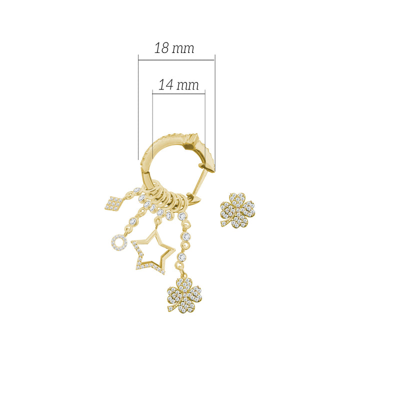 Çeşitli Figür Yonca Sallantılı 925 ayar Gümüş Küpe SSMULTI15