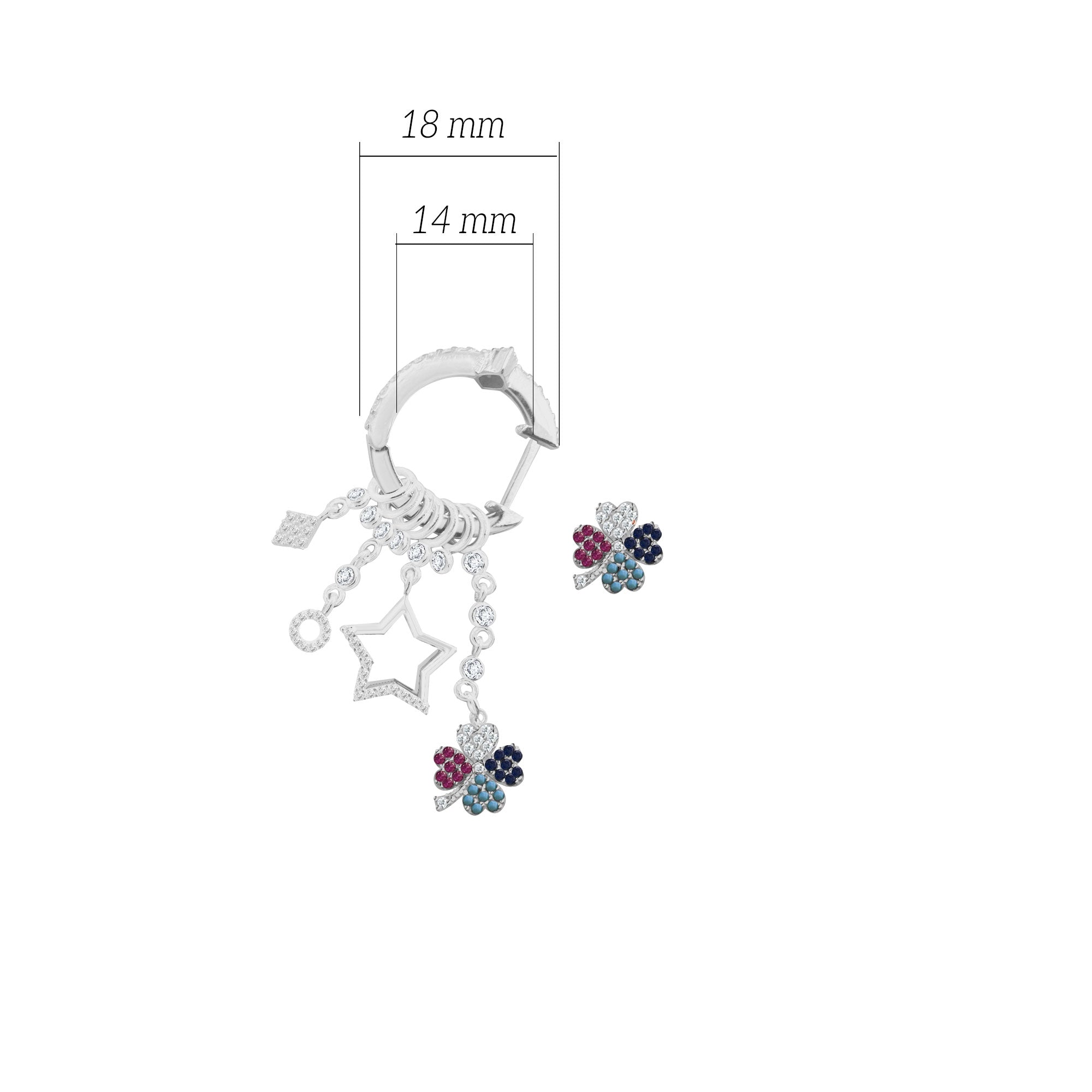 Çeşitli Figür Sallantılı 925 ayar Gümüş Küpe SSMULTI16