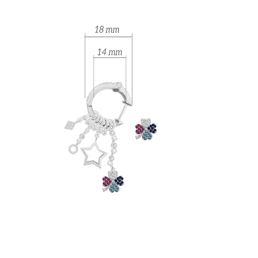 Çeşitli Figür Sallantılı 925 ayar Gümüş Küpe SSMULTI16