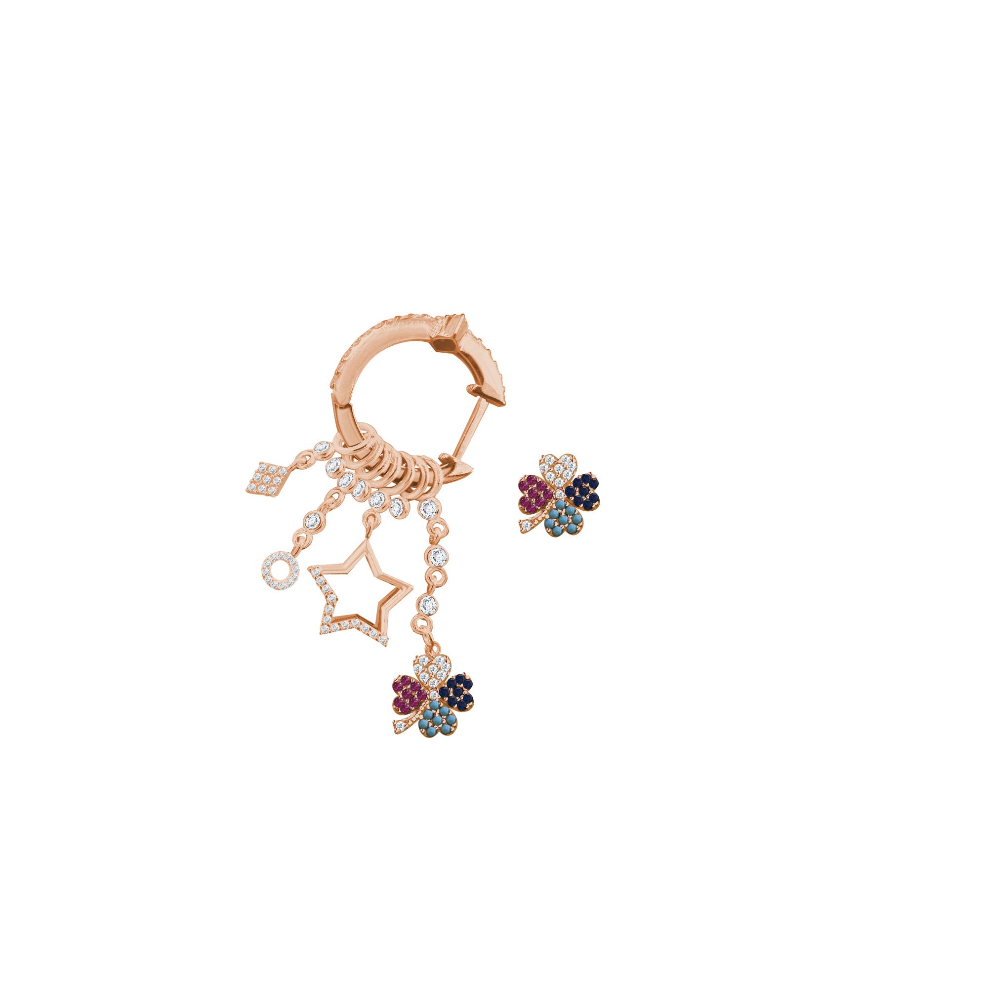 Çeşitli Figür Sallantılı 925 ayar Gümüş Küpe SSMULTI16