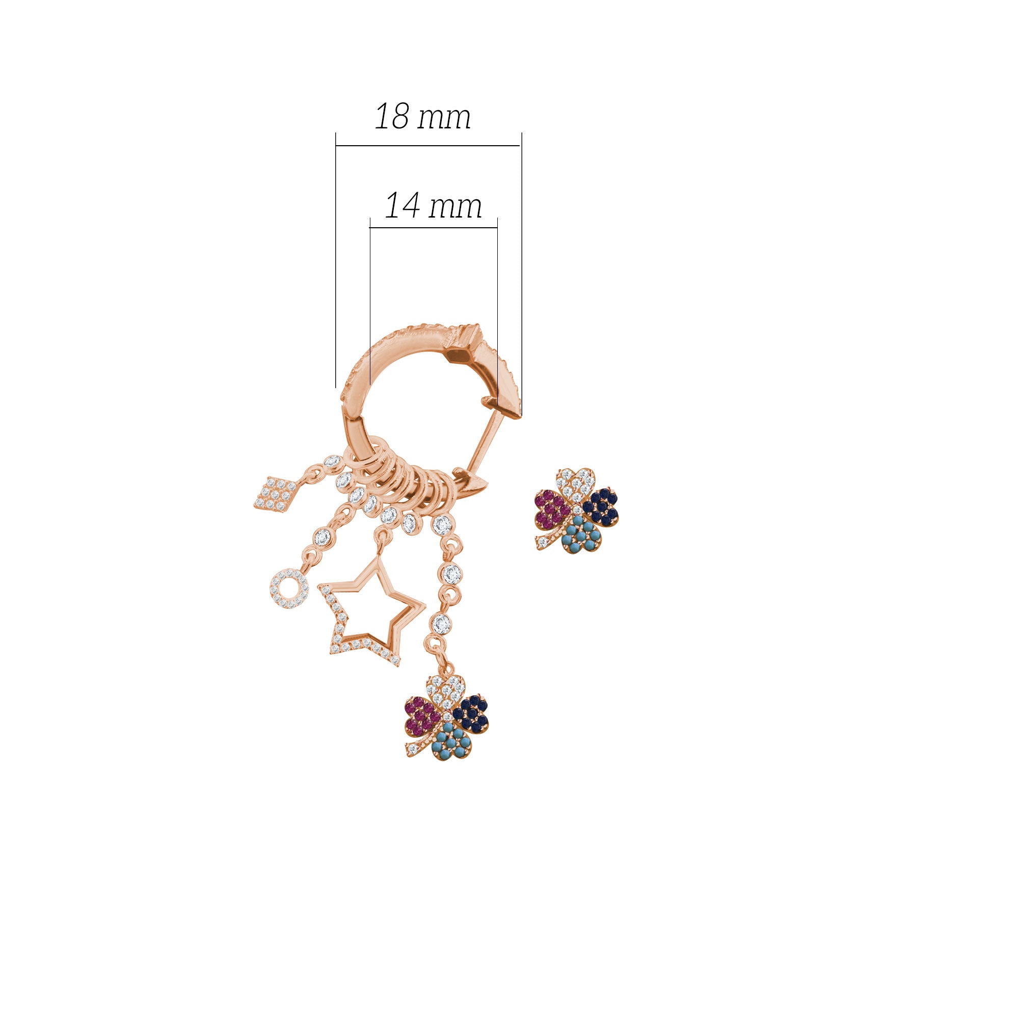 Çeşitli Figür Sallantılı 925 ayar Gümüş Küpe SSMULTI16