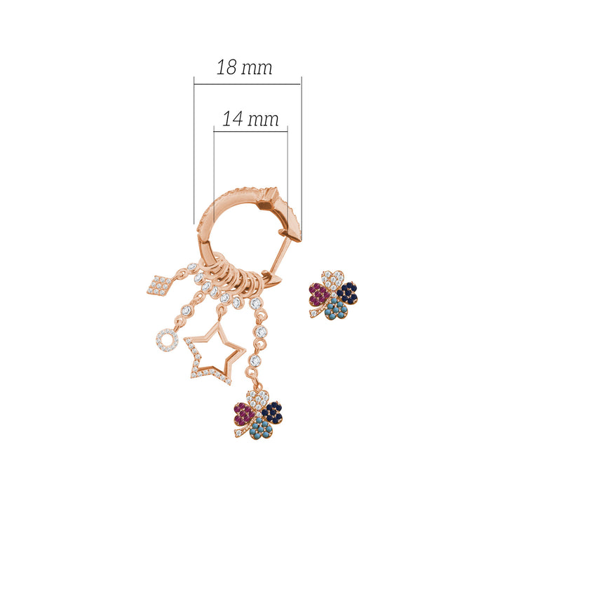 Çeşitli Figür Sallantılı 925 ayar Gümüş Küpe SSMULTI16