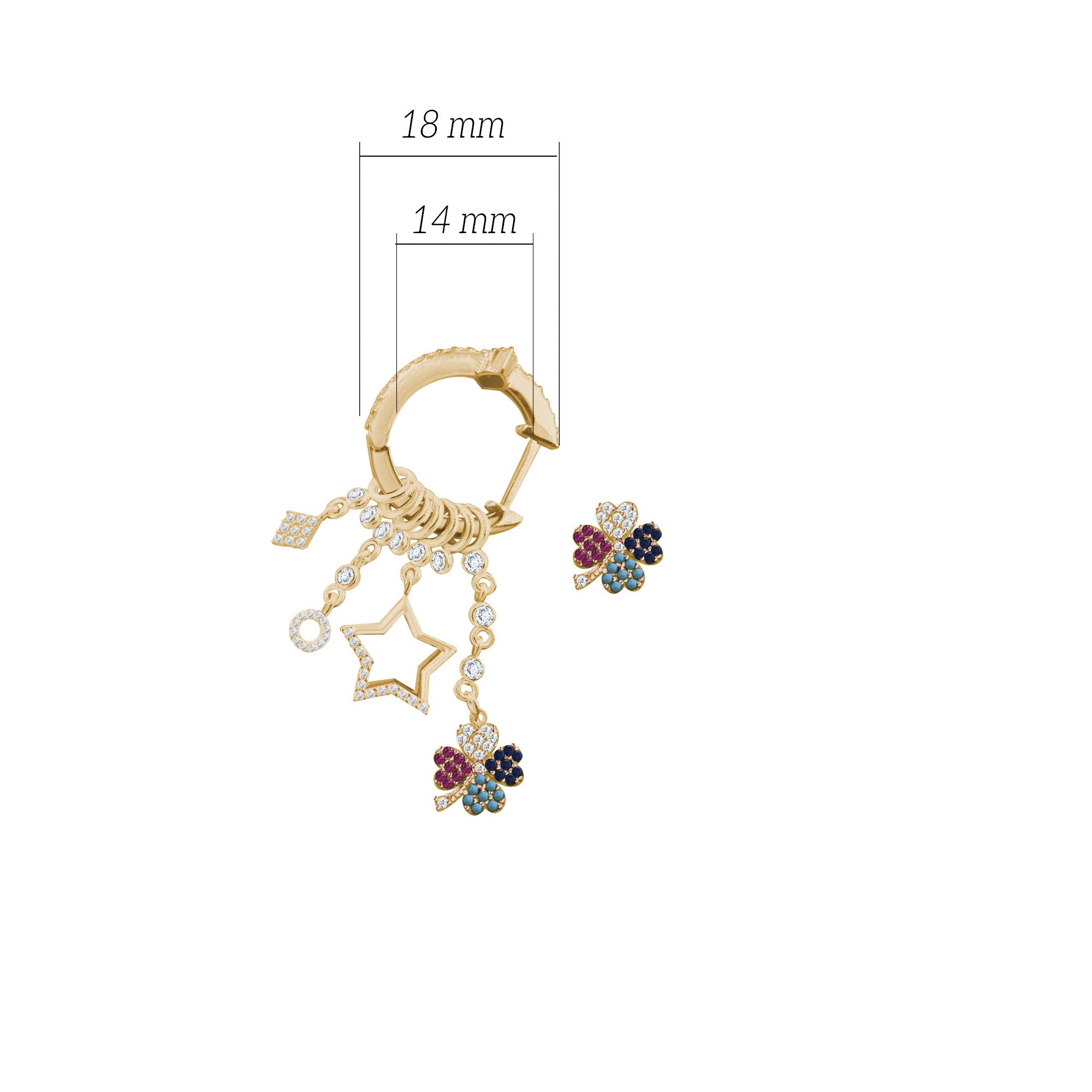 Çeşitli Figür Sallantılı 925 ayar Gümüş Küpe SSMULTI16