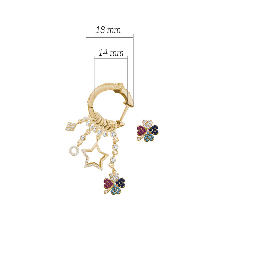 Çeşitli Figür Sallantılı 925 ayar Gümüş Küpe SSMULTI16