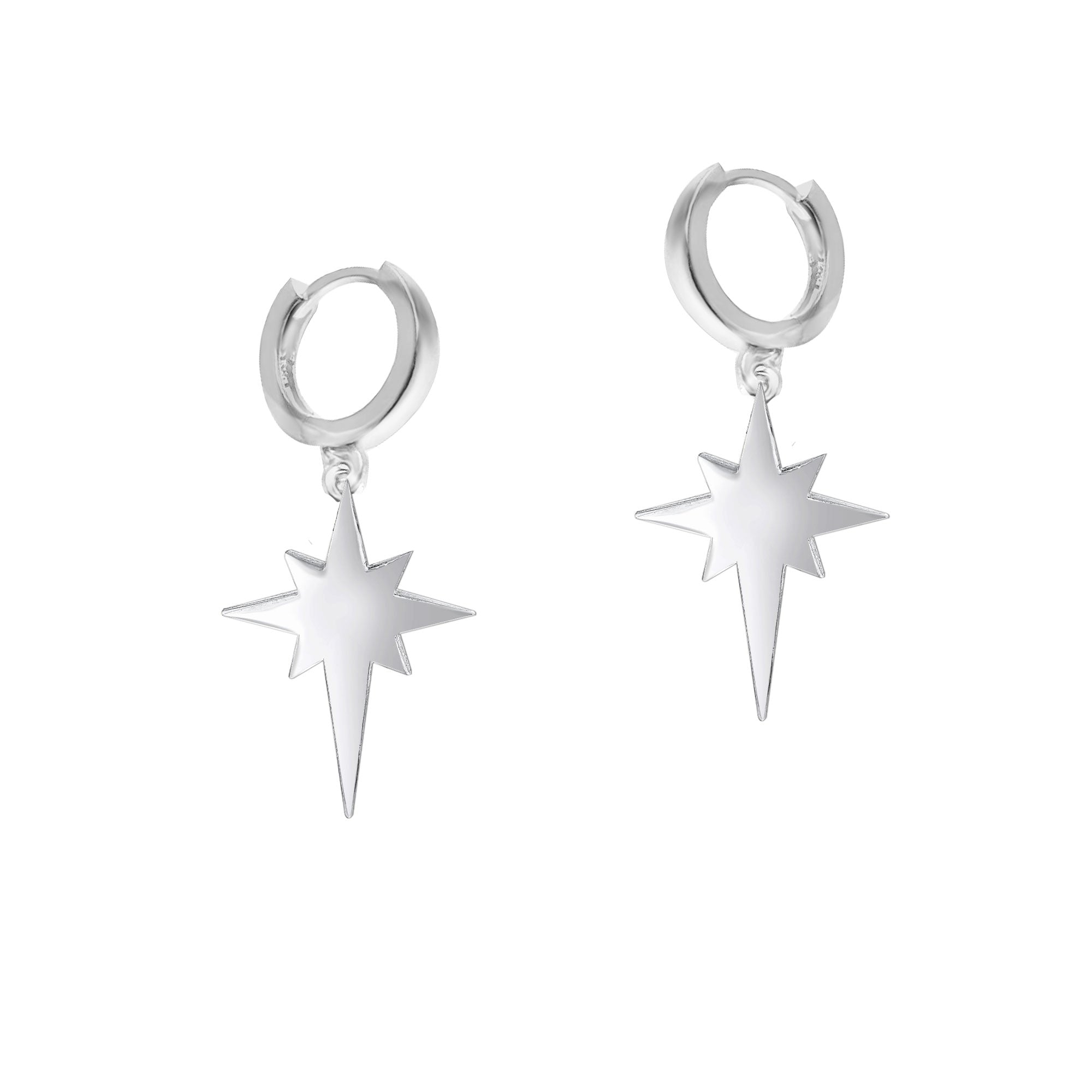 Kutup Yıldızı Gümüş Huggie Küpe SSNPS002K