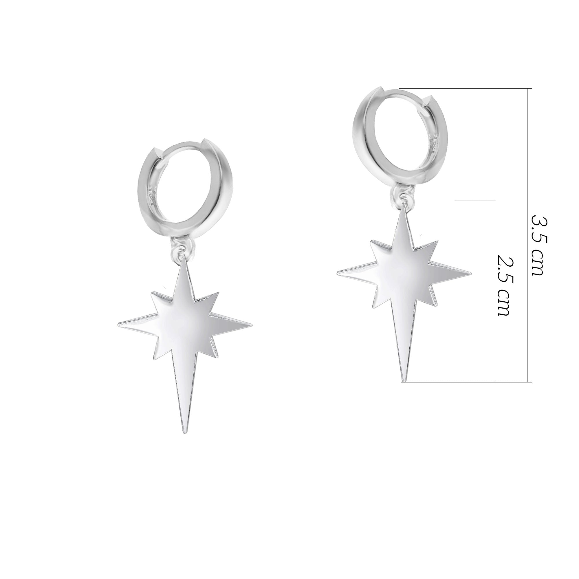 Kutup Yıldızı Gümüş Huggie Küpe SSNPS002K