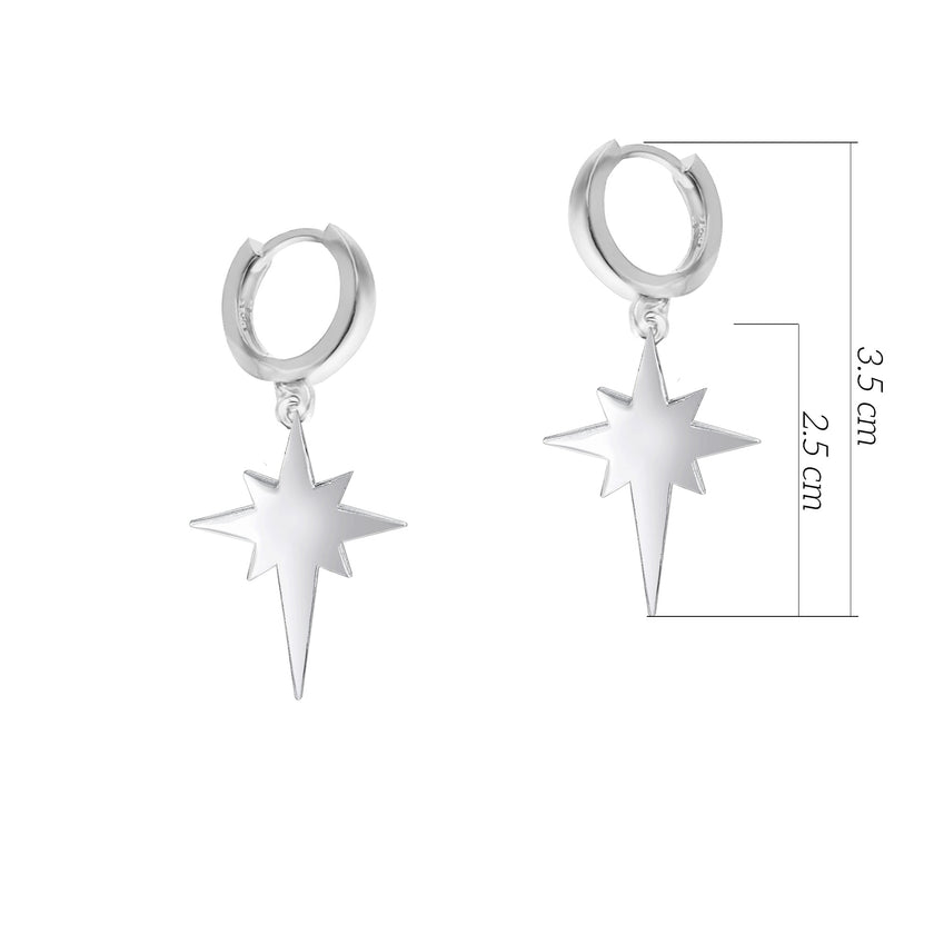 Kutup Yıldızı Gümüş Huggie Küpe SSNPS002K