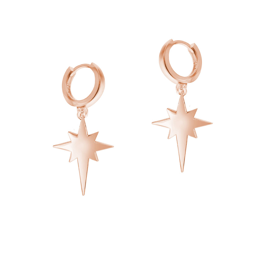 Kutup Yıldızı Gümüş Huggie Küpe SSNPS002K