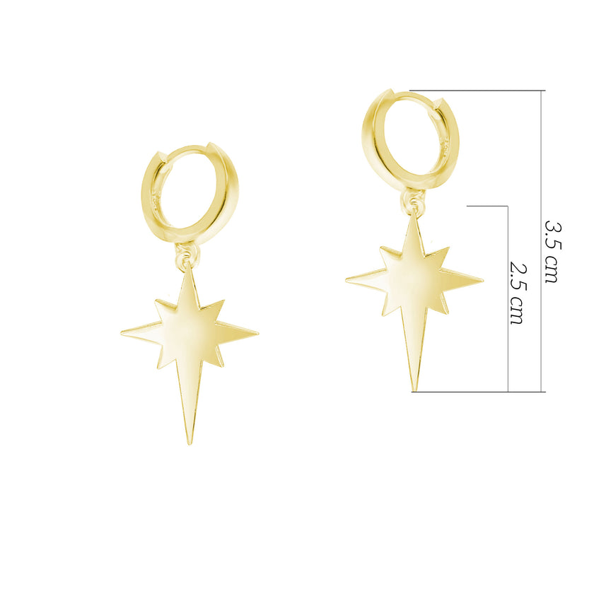 Kutup Yıldızı Gümüş Huggie Küpe SSNPS002K