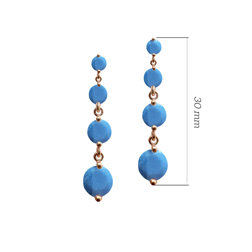 Mavi Taşlı Sallantılı Gümüş Küpe SSRENKS2