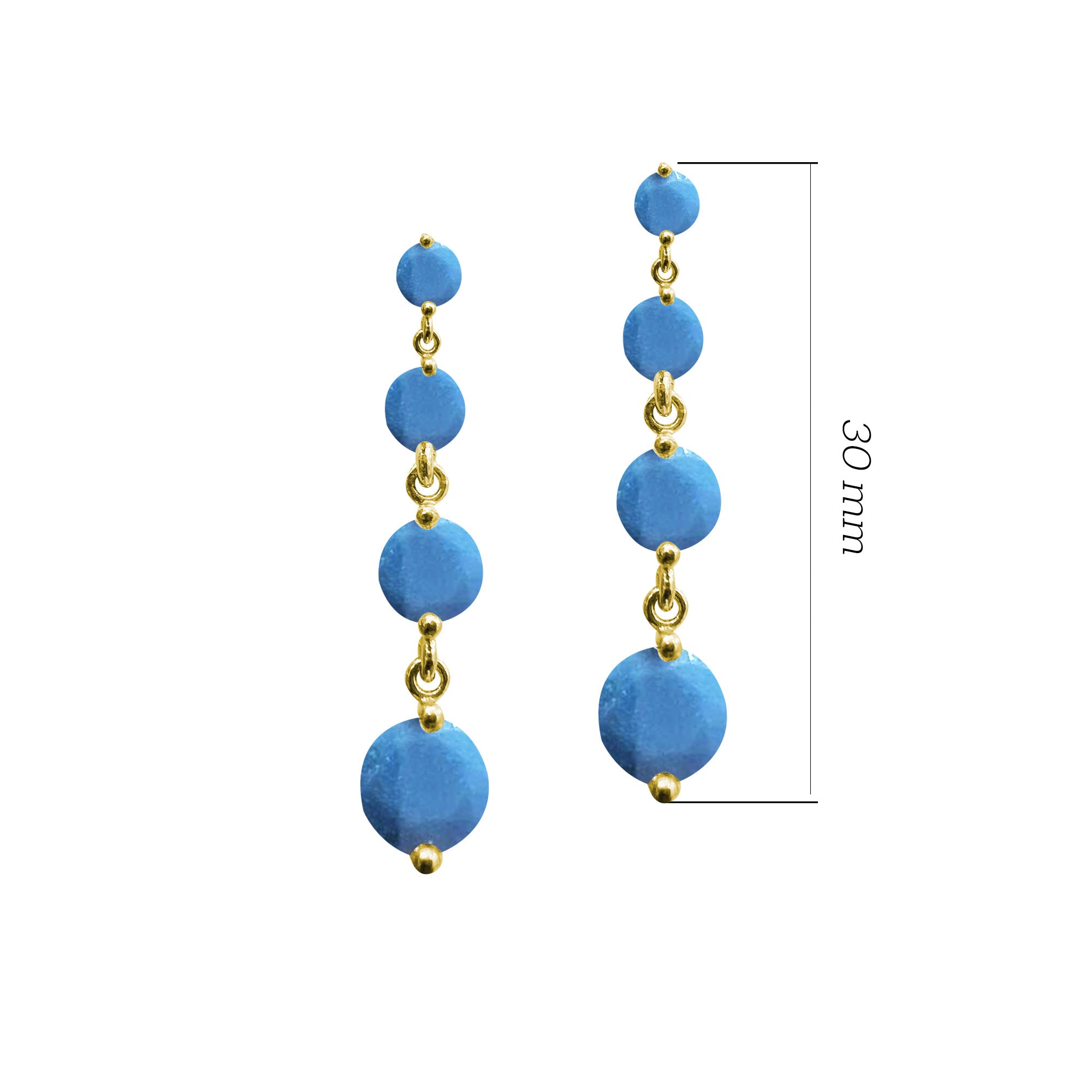 Mavi Taşlı Sallantılı Gümüş Küpe SSRENKS2