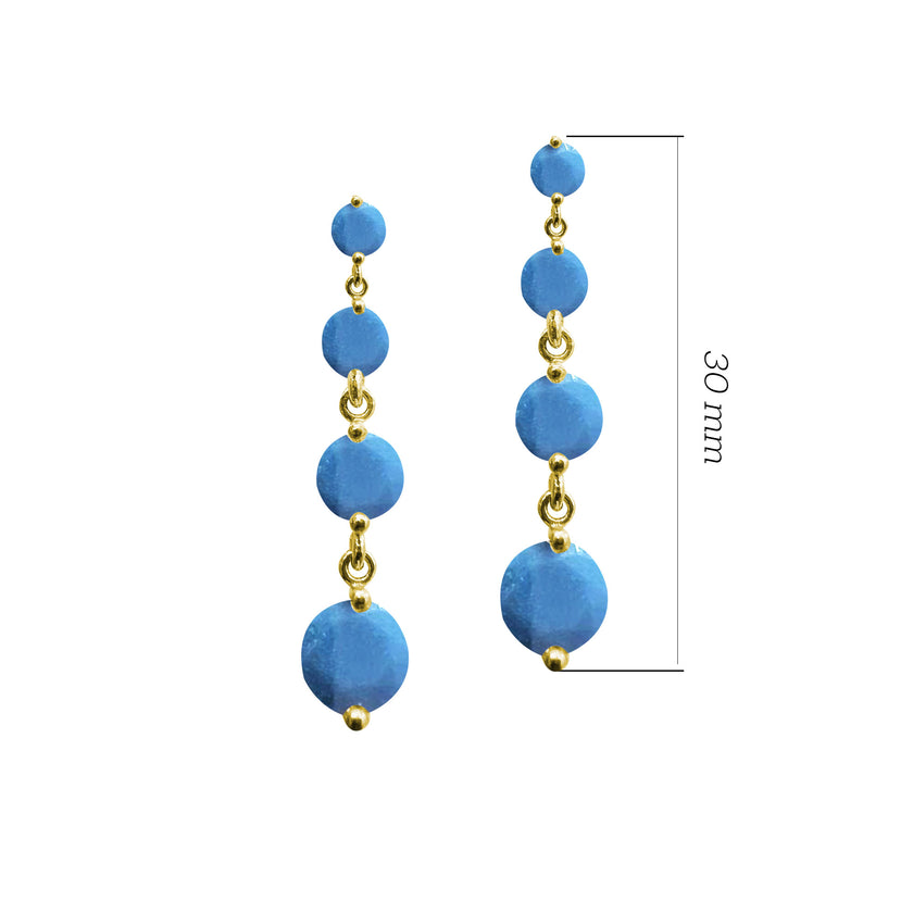 Mavi Taşlı Sallantılı Gümüş Küpe SSRENKS2