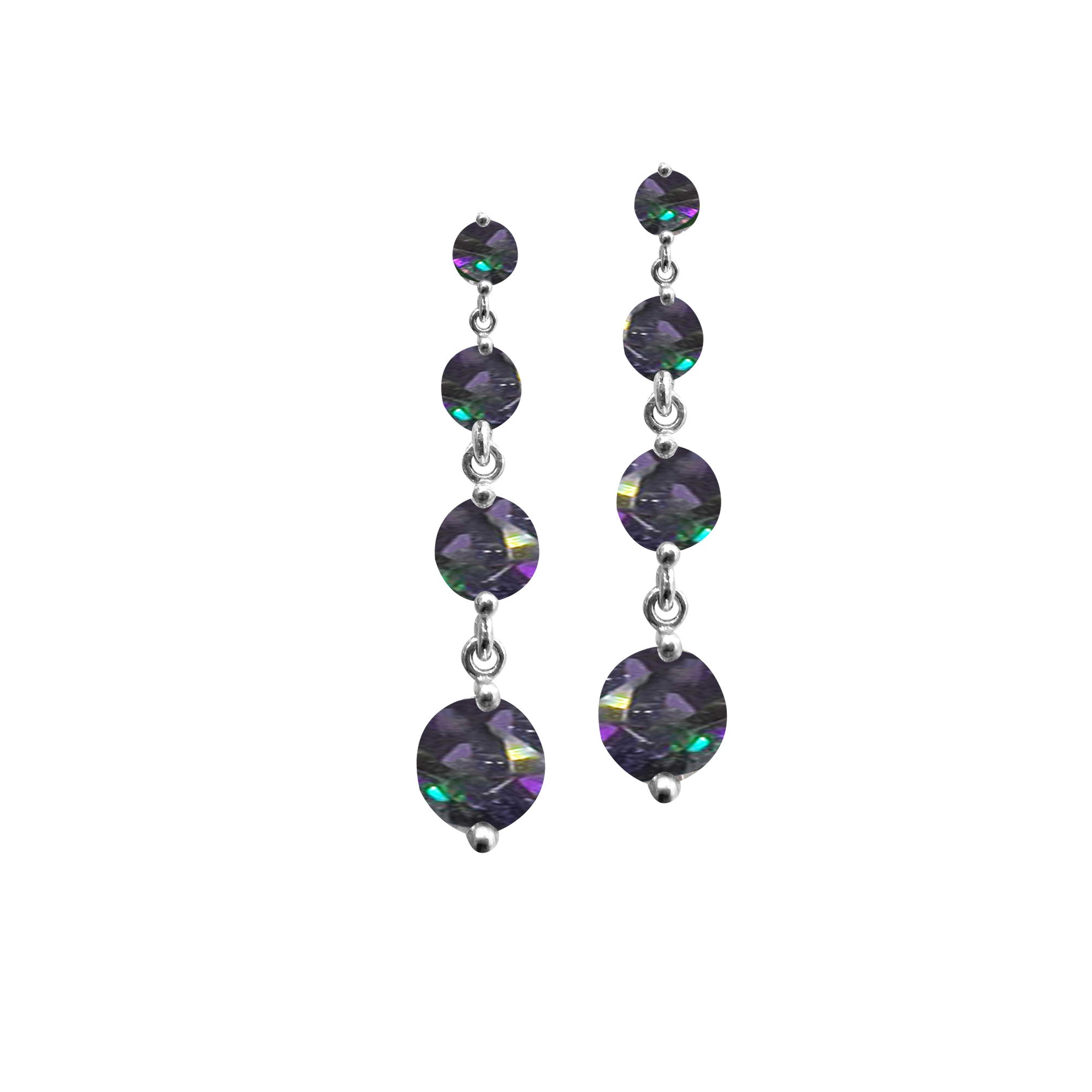 Sıra Taşlı Renkli Taş Sallantılı Küpe SSRENKS4