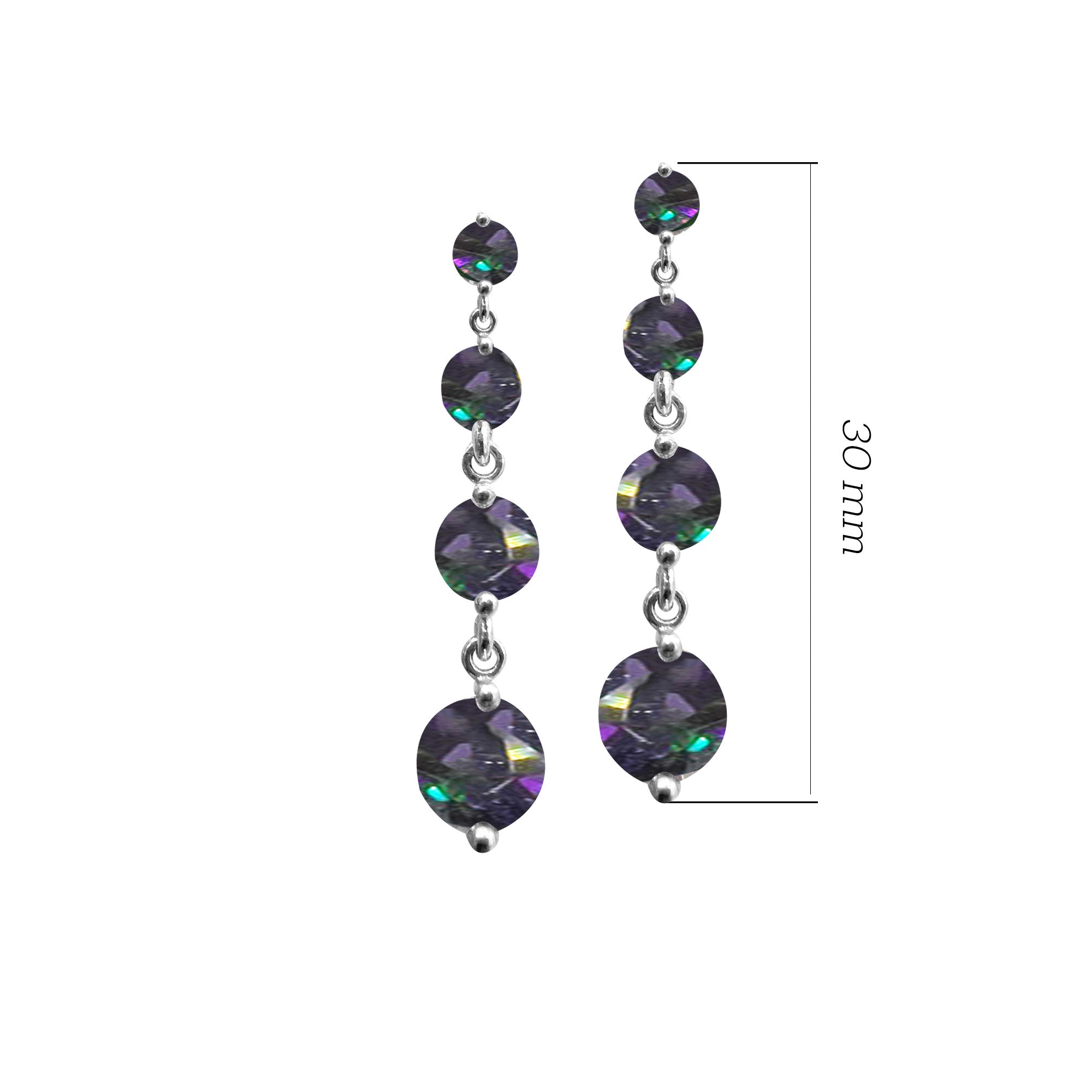 Sıra Taşlı Renkli Taş Sallantılı Küpe SSRENKS4