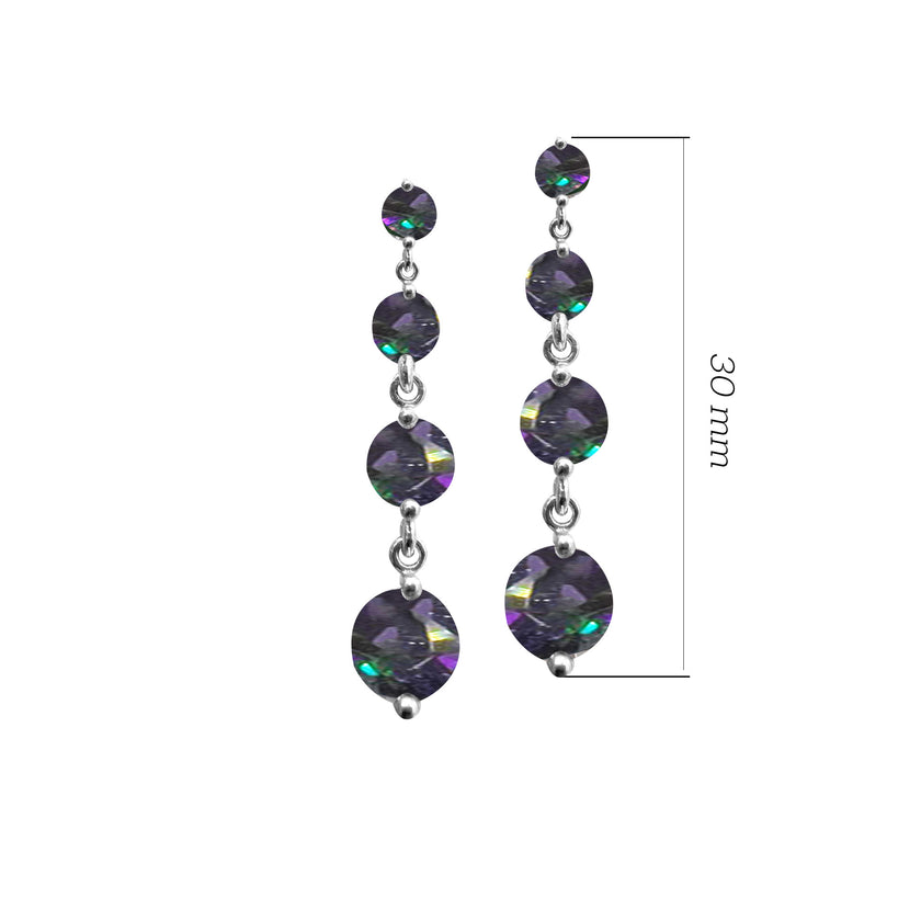 Sıra Taşlı Renkli Taş Sallantılı Küpe SSRENKS4