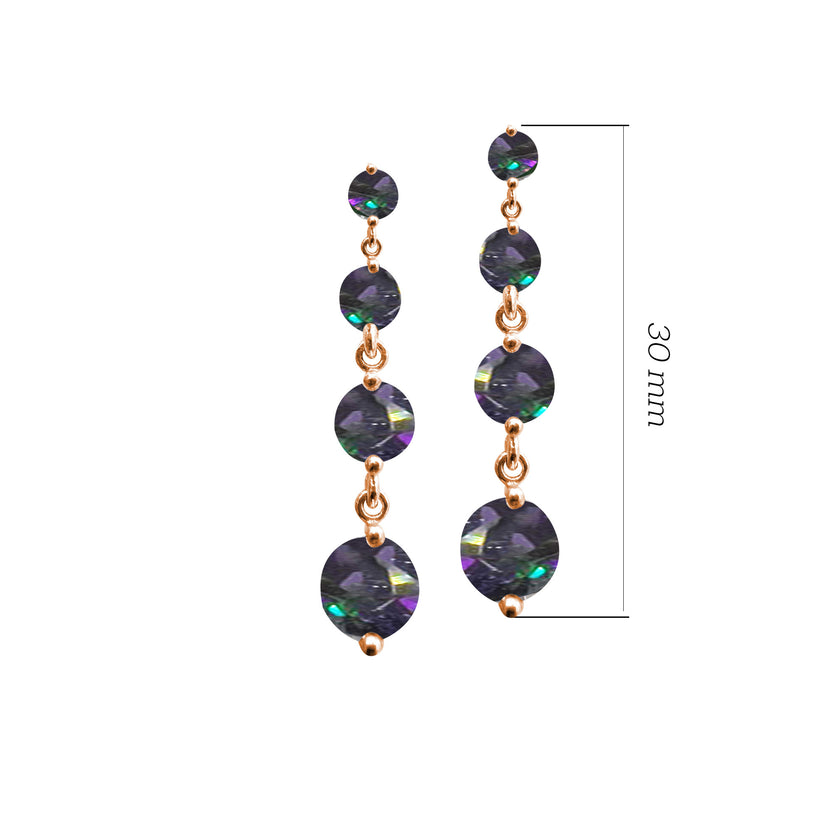 Sıra Taşlı Renkli Taş Sallantılı Küpe SSRENKS4