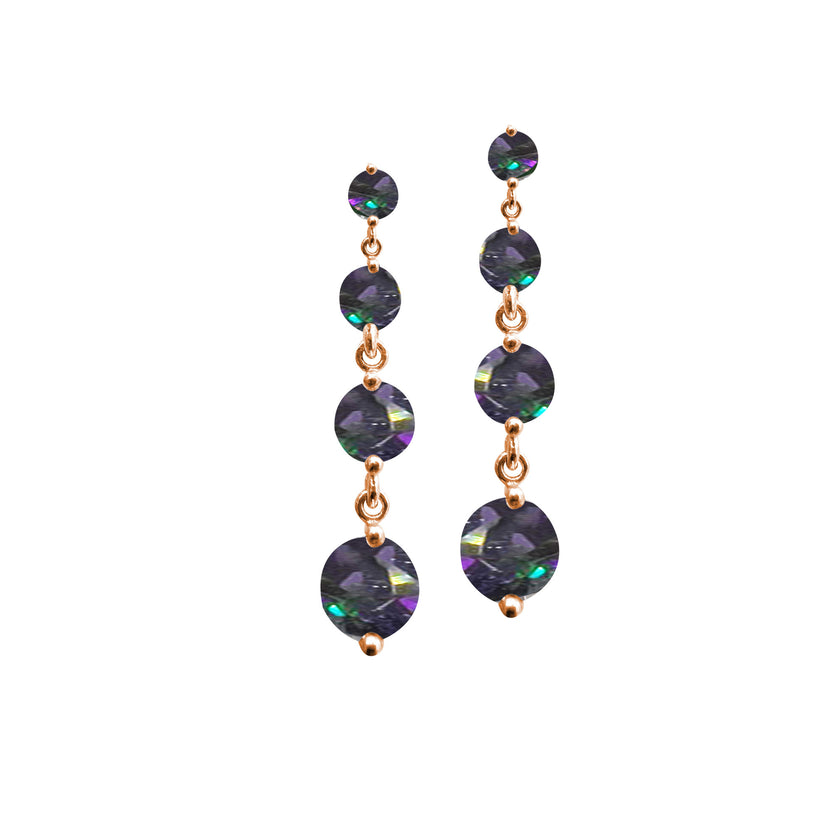 Sıra Taşlı Renkli Taş Sallantılı Küpe SSRENKS4