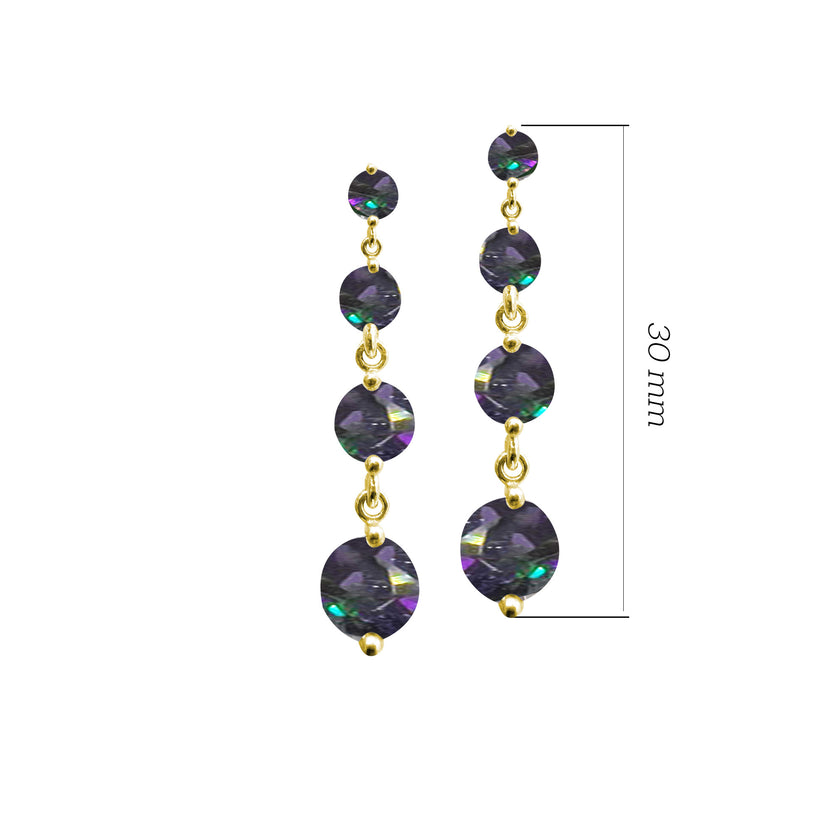 Sıra Taşlı Renkli Taş Sallantılı Küpe SSRENKS4