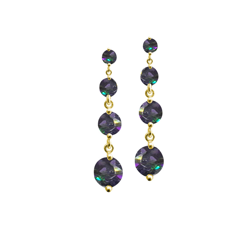 Sıra Taşlı Renkli Taş Sallantılı Küpe SSRENKS4